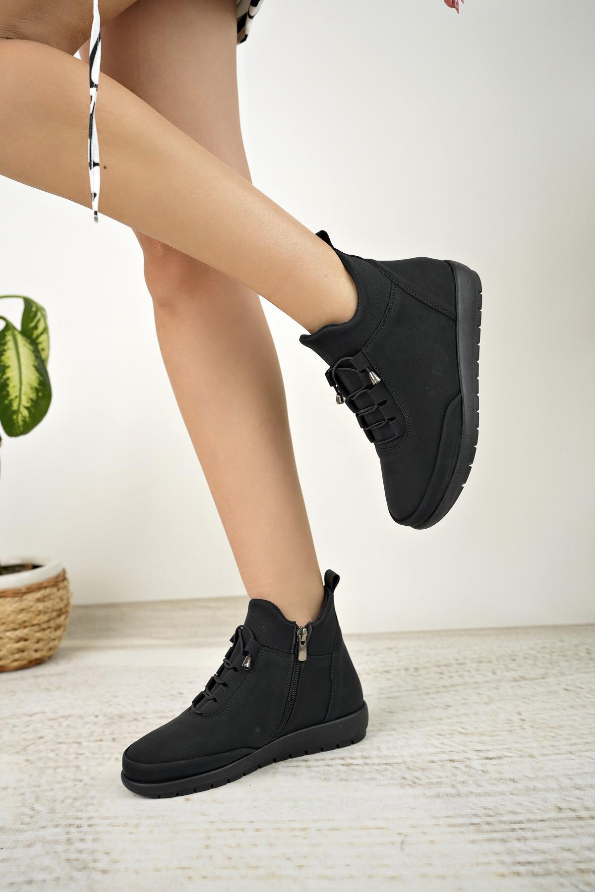 Nesil Shoes Sdf 025 Siyah Zümrüt Anatomik Kadın Bot