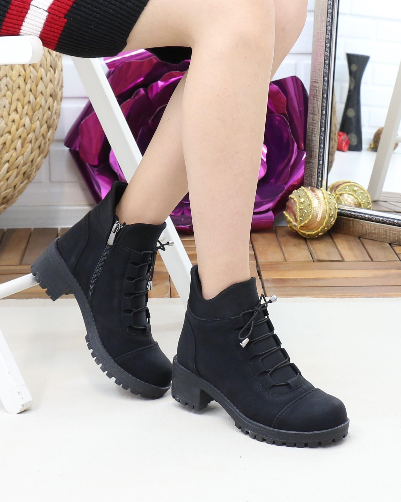 Nesil Shoes Sdf 051 Siyah Zümrüt Kışlık Boğazı Strech Kadın Bot