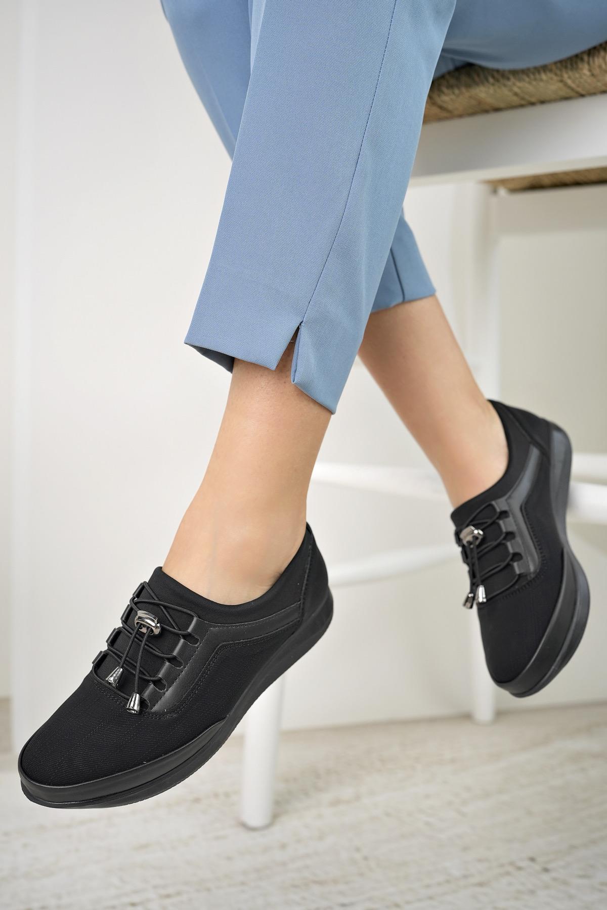 Nesil Shoes Sdf 702 Siyah Kot Anatomik Kadın Ayakkabı