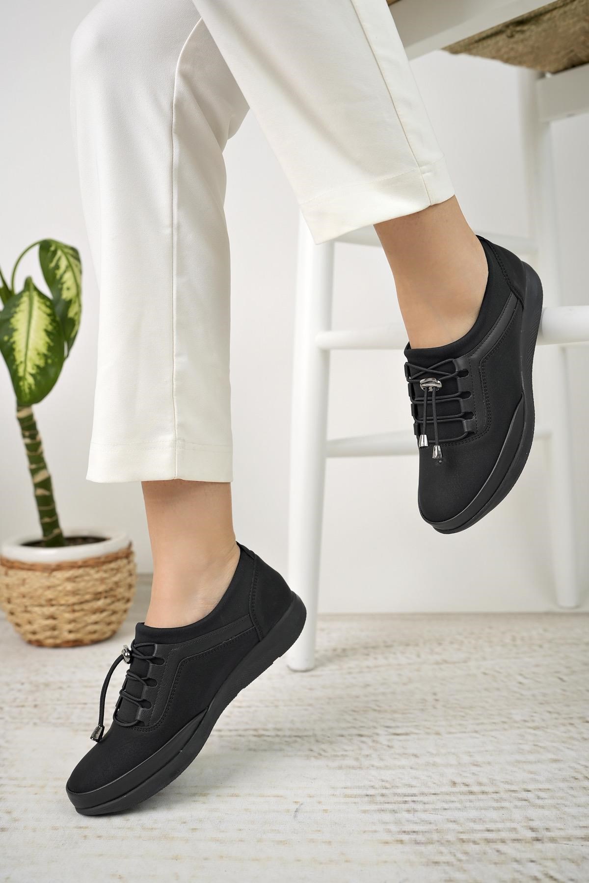 Nesil Shoes Sdf 702 Siyah Zümrüt Anatomik Kadın Ayakkabı