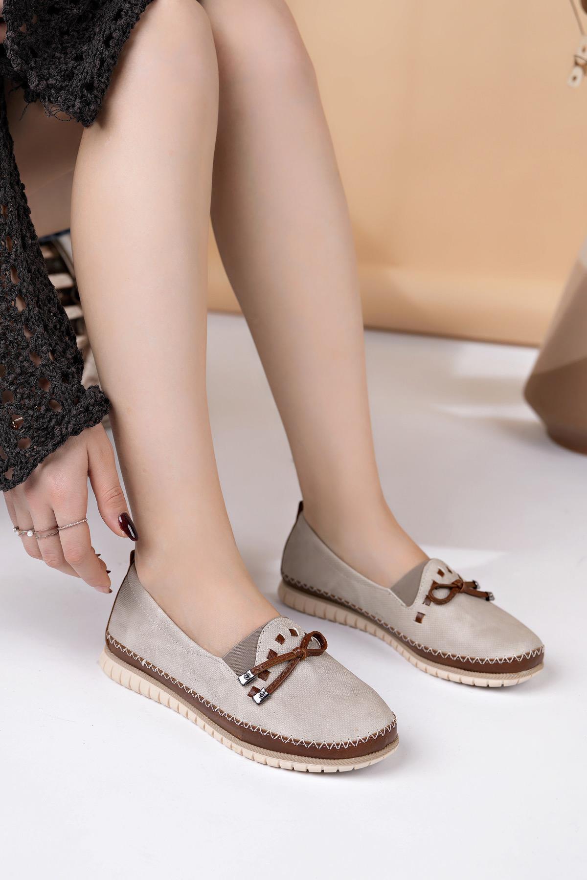 Nesil Shoes Selena 346 Bej Taba Günlük kadın Ayakkabı