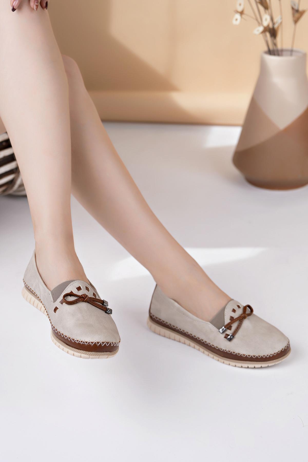 Nesil Shoes Selena 346 Bej Taba Günlük kadın Ayakkabı