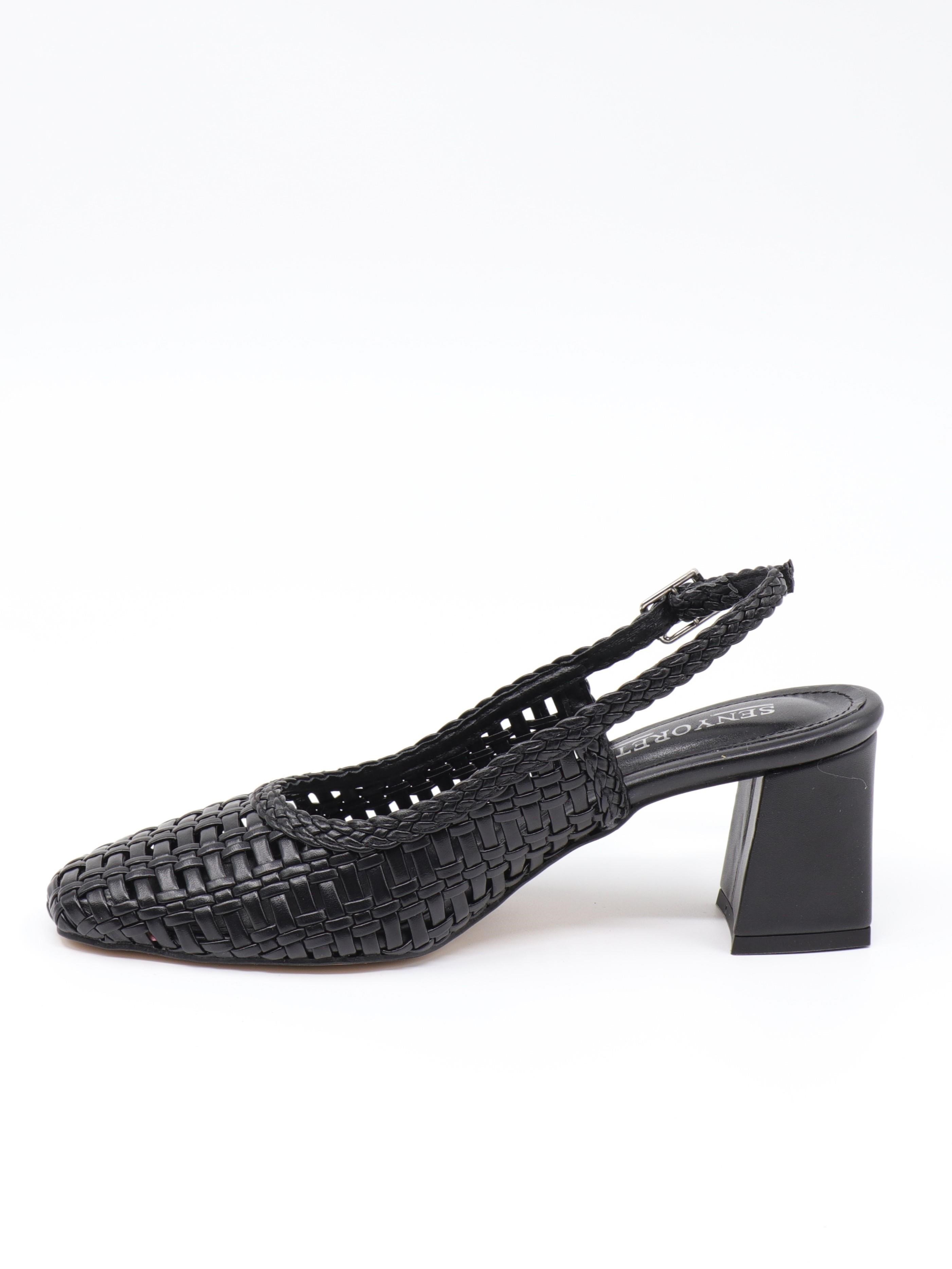 Nesil Shoes Senyo 040 Siyah Örgü Topuklu Kadın Sandalet