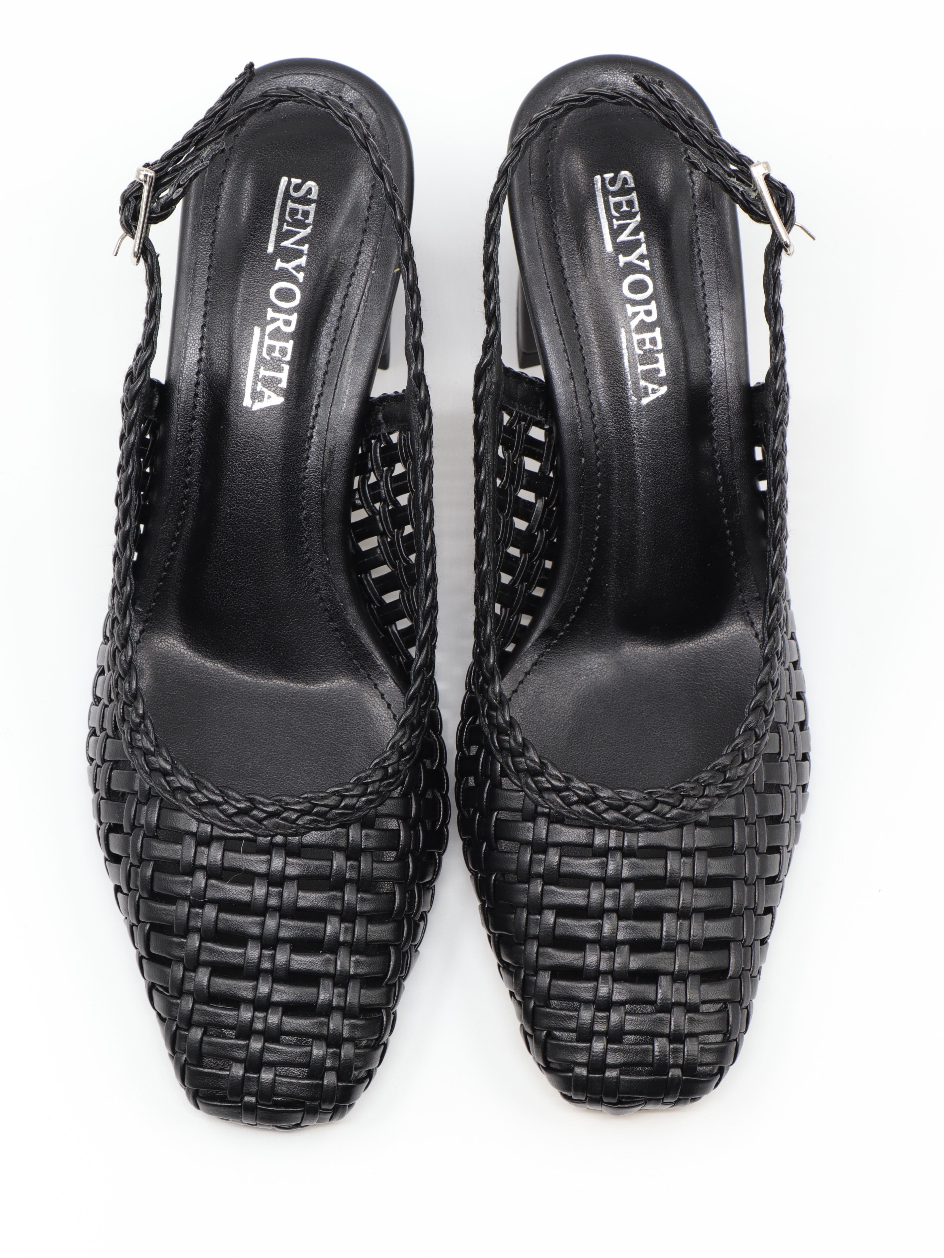 Nesil Shoes Senyo 040 Siyah Örgü Topuklu Kadın Sandalet