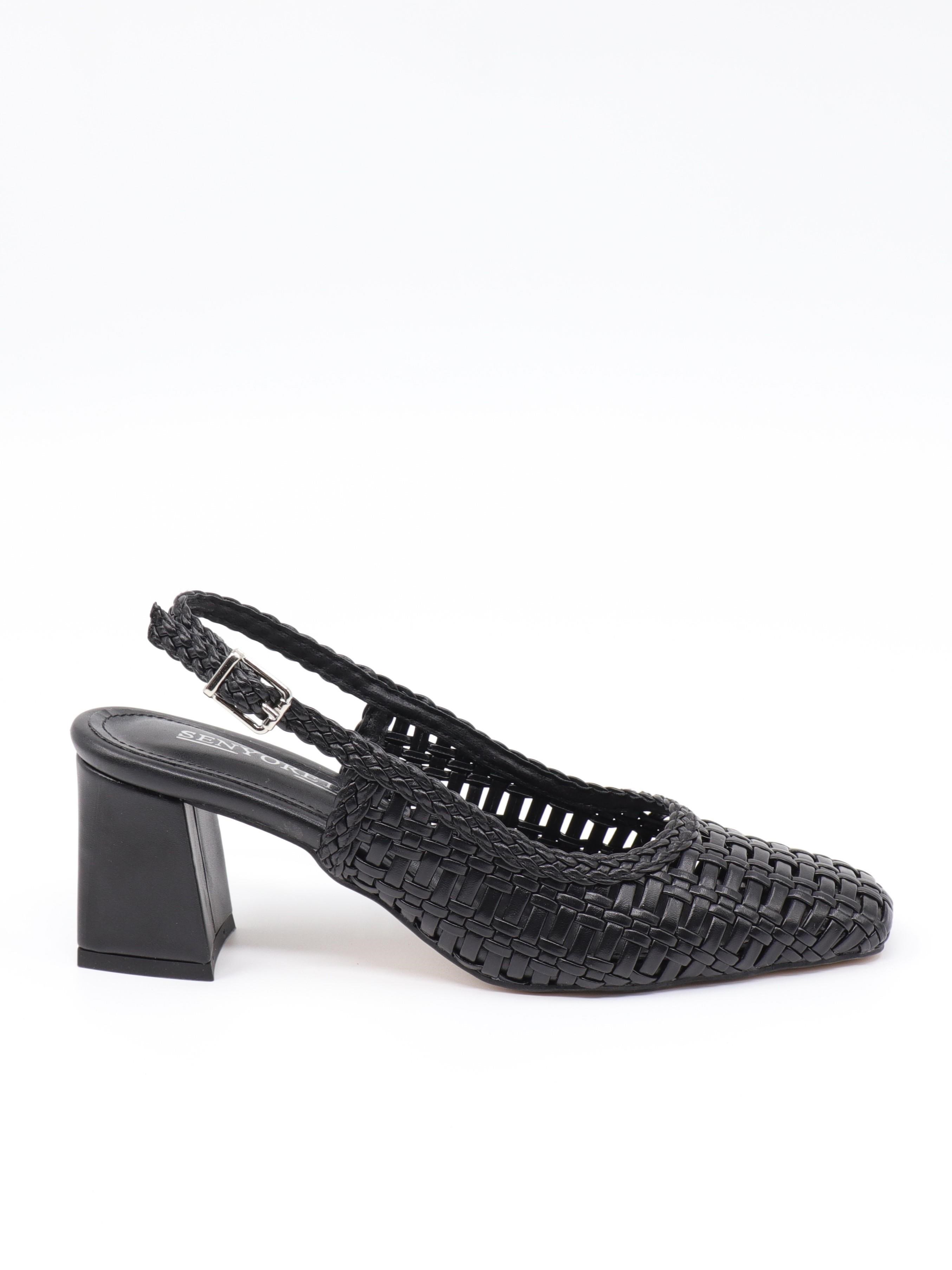 Nesil Shoes Senyo 040 Siyah Örgü Topuklu Kadın Sandalet