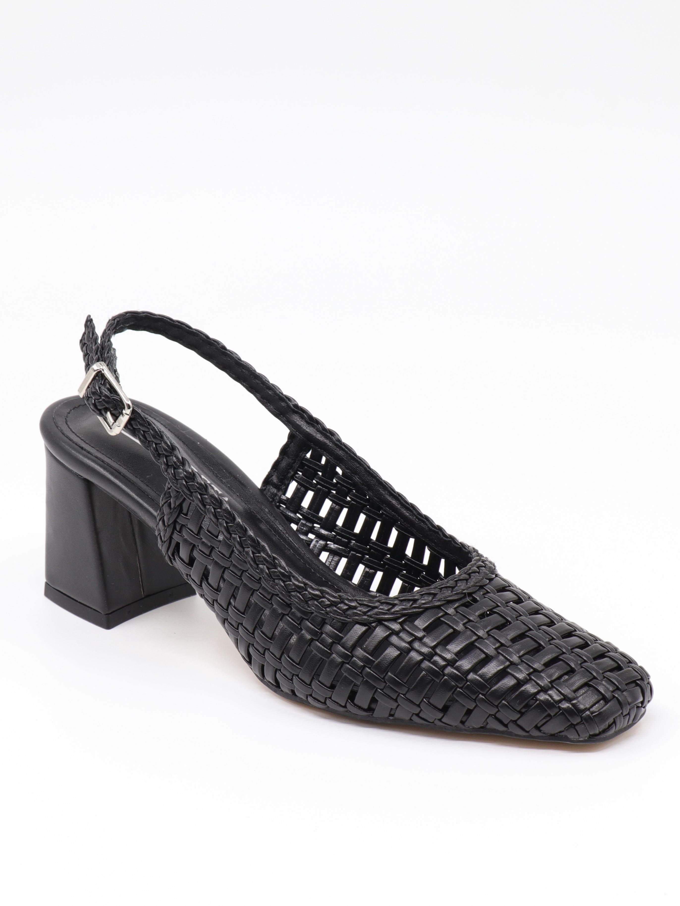 Nesil Shoes Senyo 040 Siyah Örgü Topuklu Kadın Sandalet