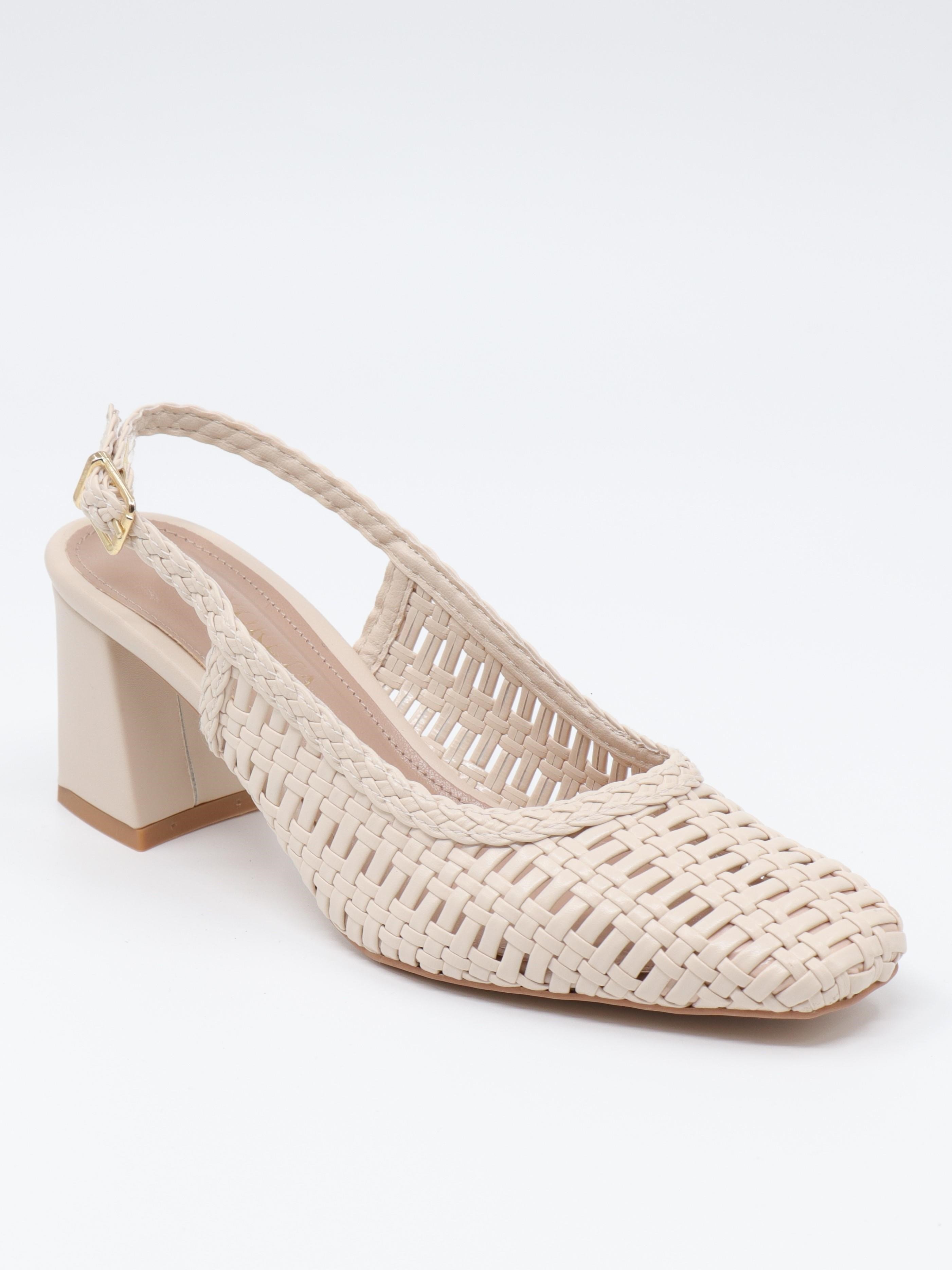 Nesil Shoes Senyo 040 Ten Örgü Topuklu Kadın Sandalet