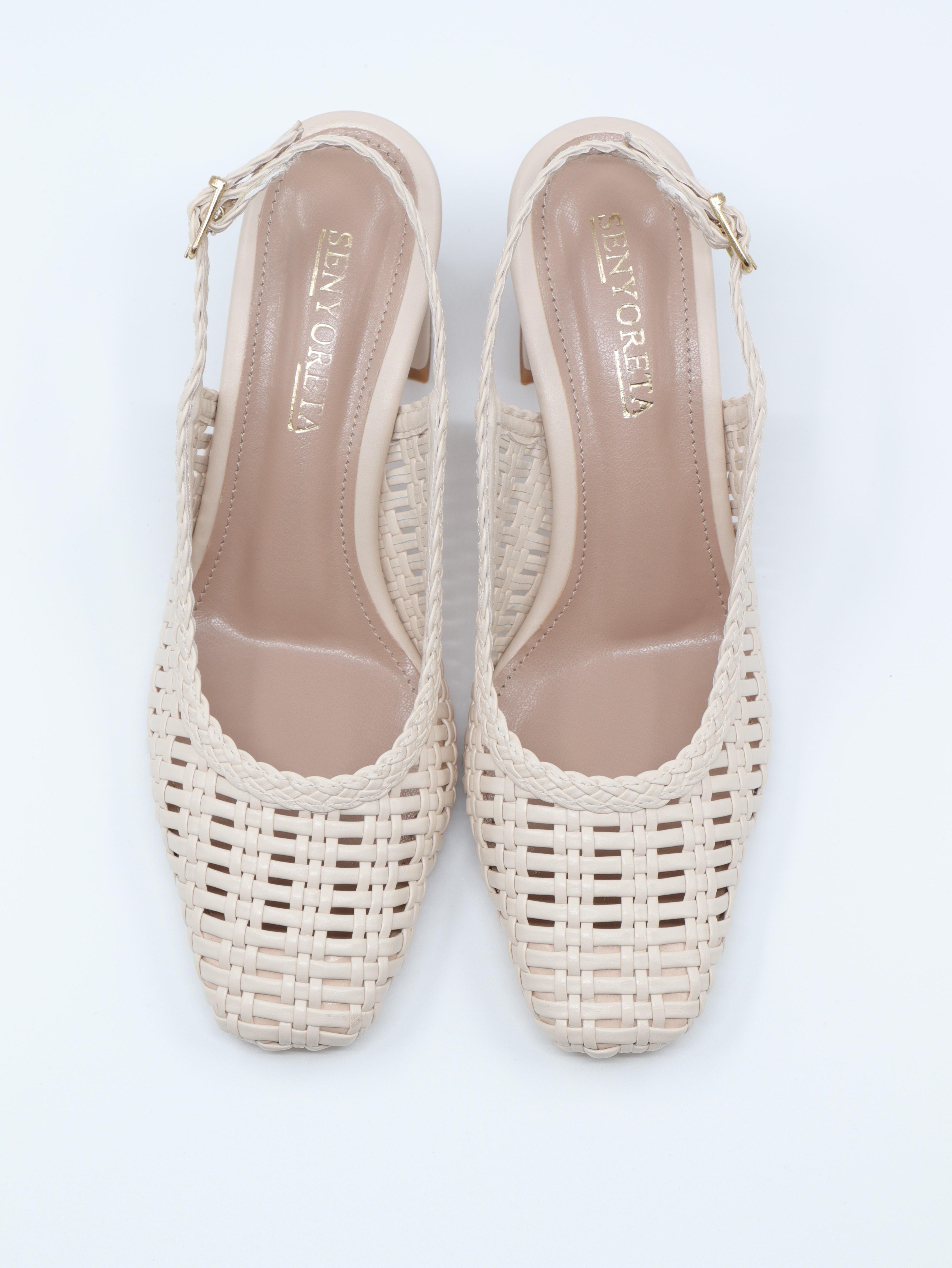 Nesil Shoes Senyo 040 Ten Örgü Topuklu Kadın Sandalet