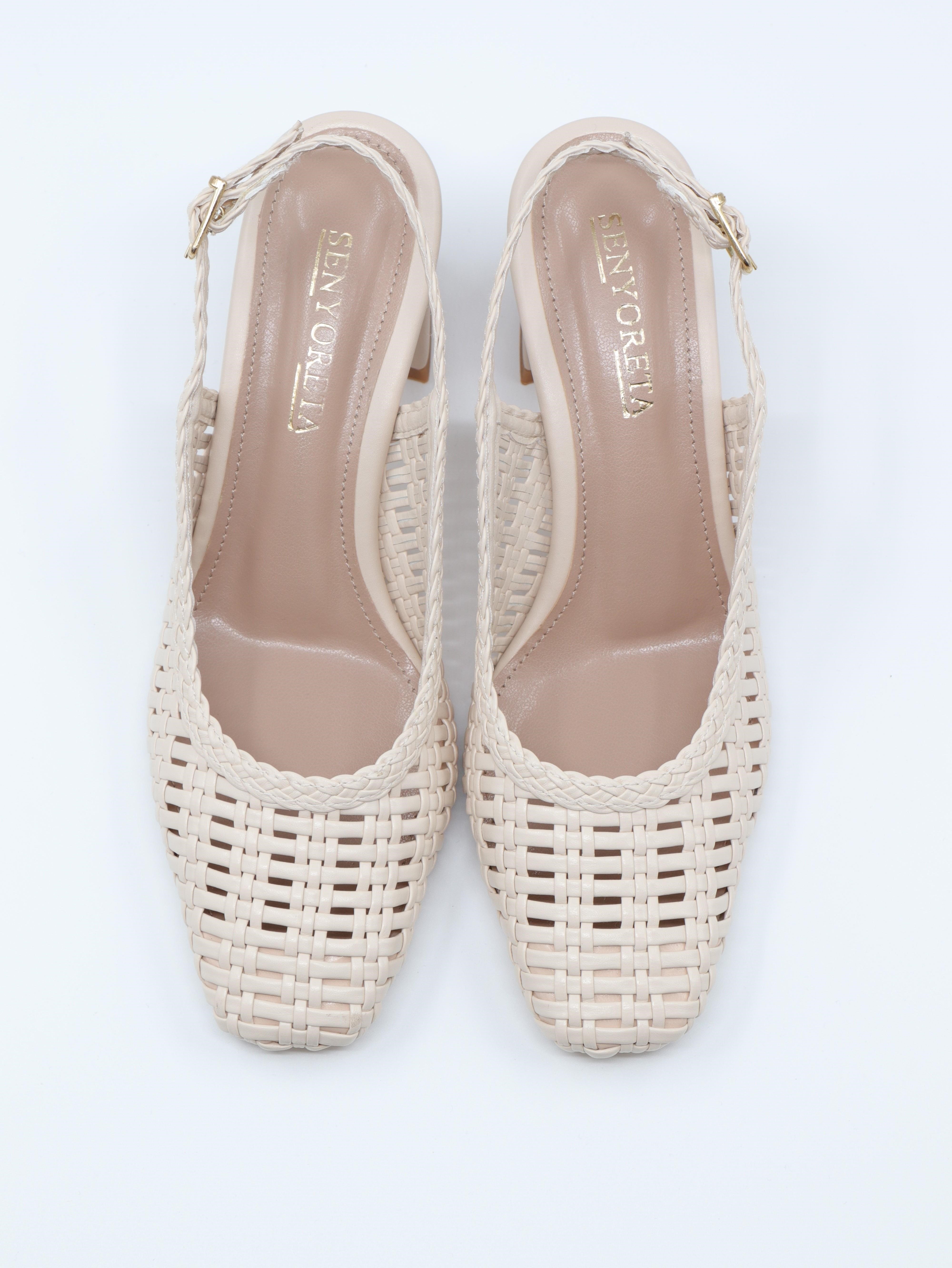 Nesil Shoes Senyo 040 Ten Örgü Topuklu Kadın Sandalet