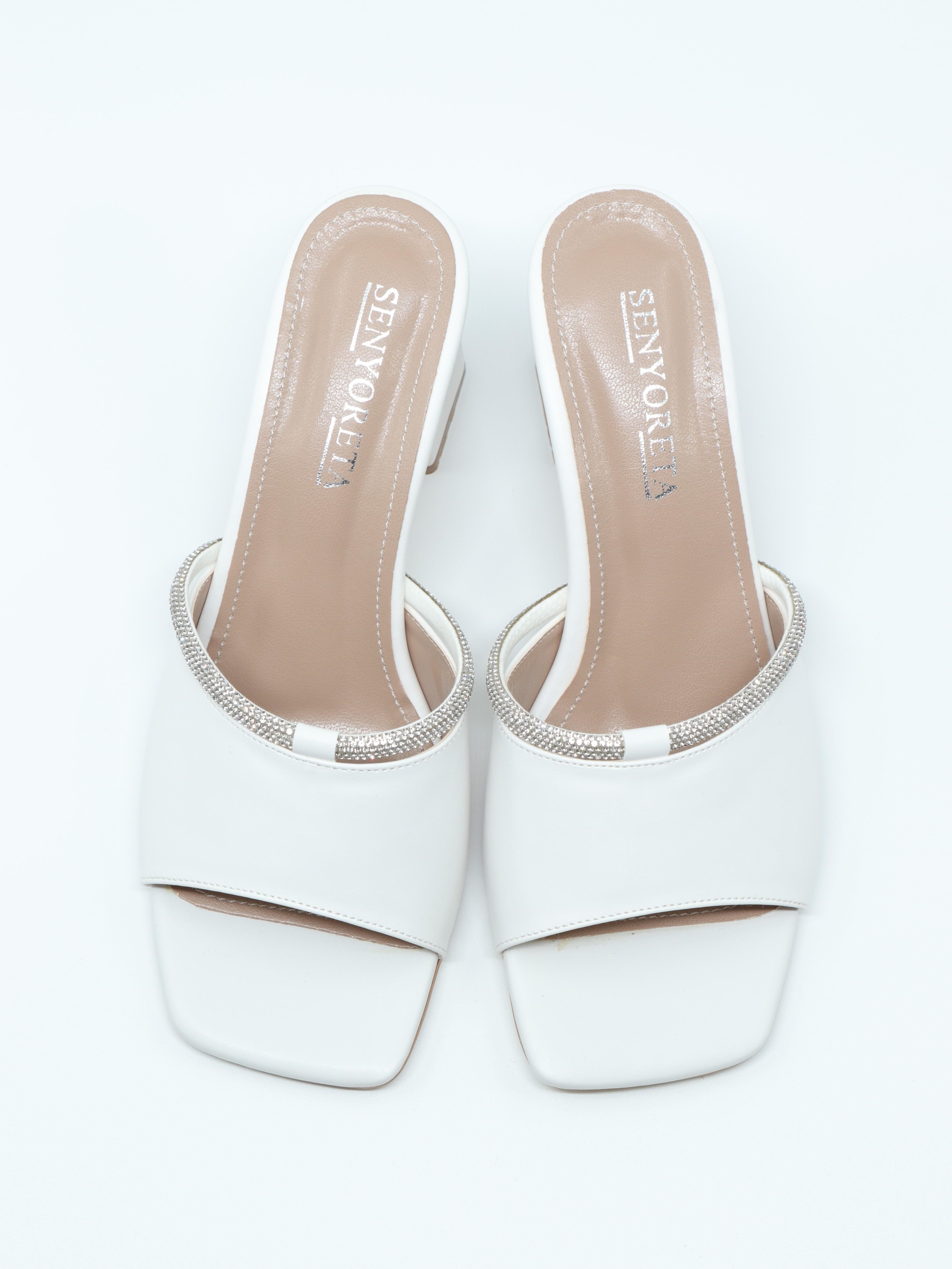 Nesil Shoes Senyo 076 Beyaz Yazlık Topuklu Kadın Terlik