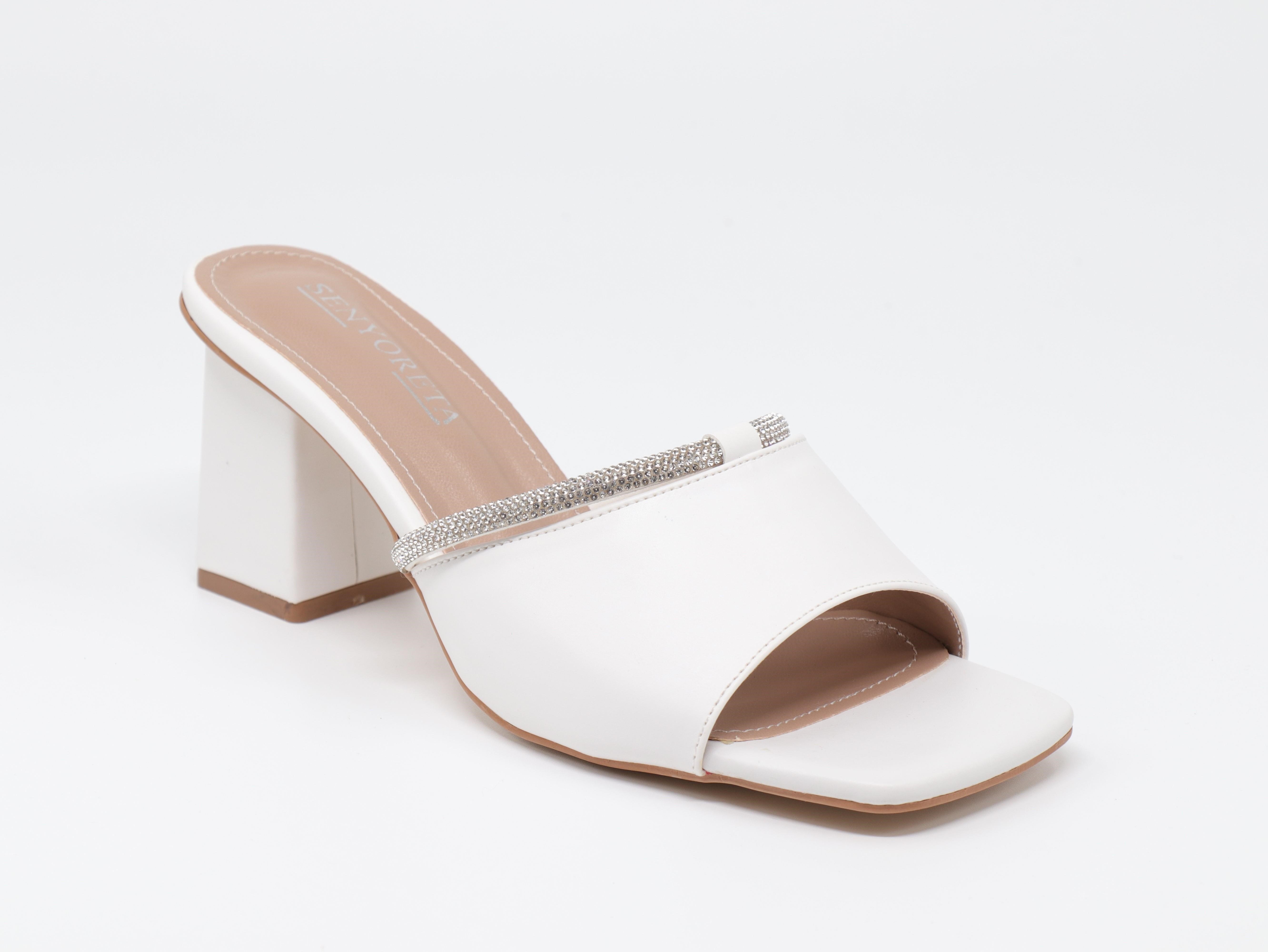 Nesil Shoes Senyo 076 Beyaz Yazlık Topuklu Kadın Terlik