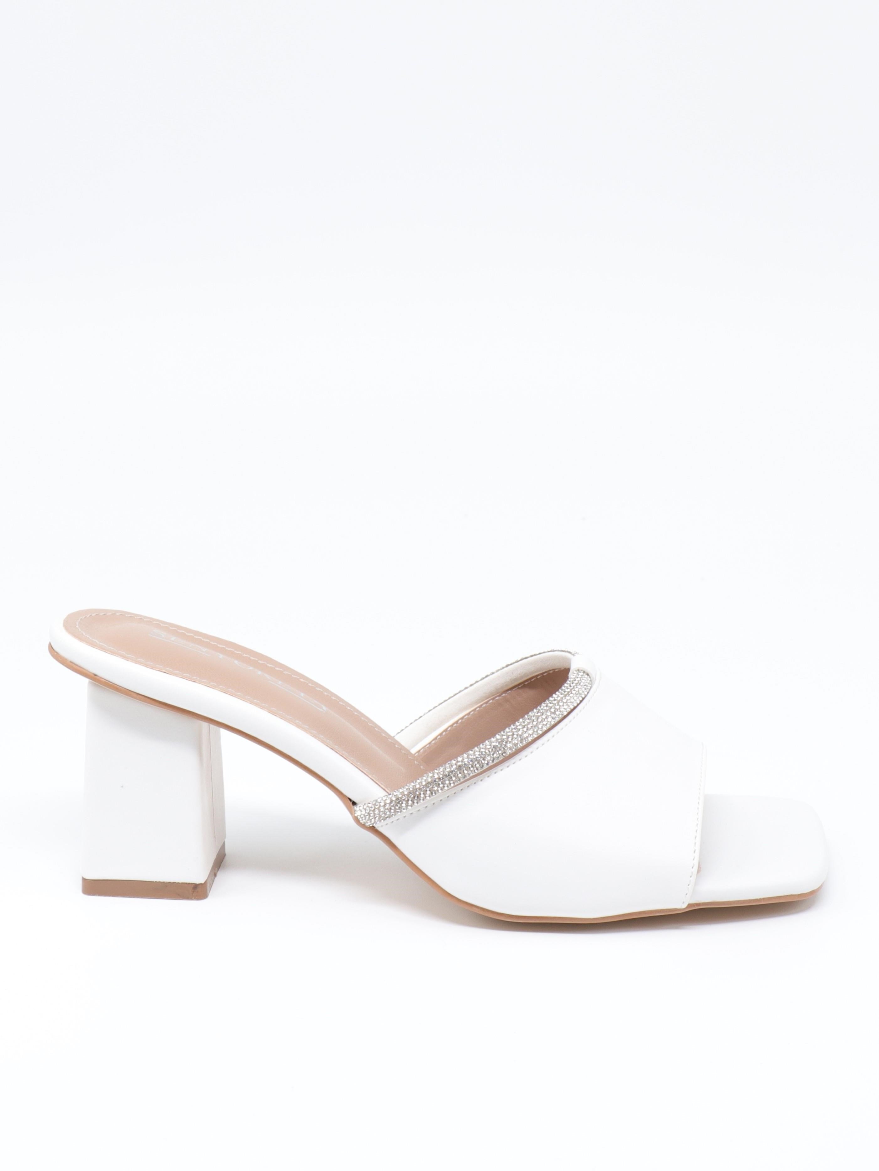 Nesil Shoes Senyo 076 Beyaz Yazlık Topuklu Kadın Terlik