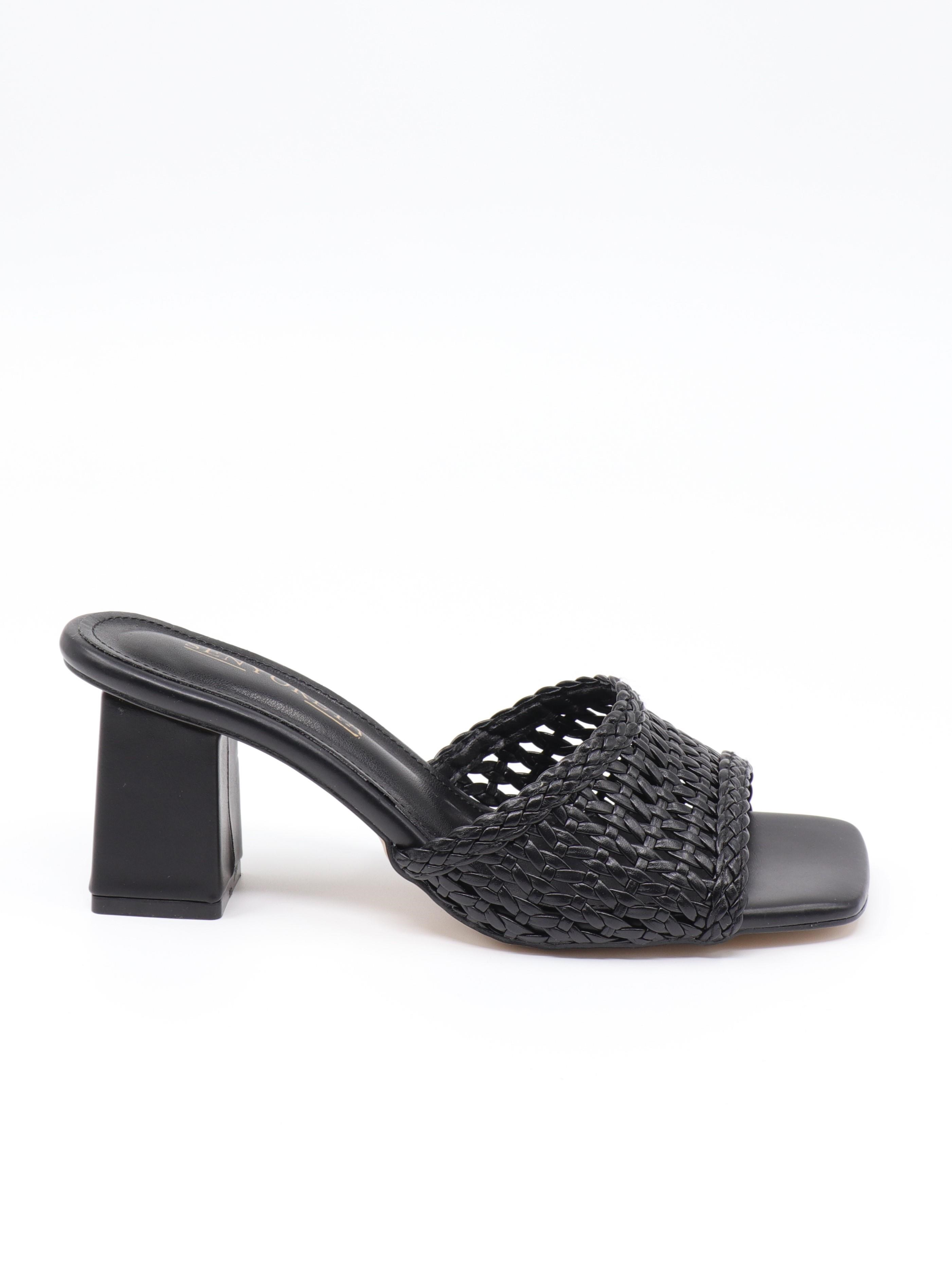 Nesil Shoes Senyo 081 Siyah Örgü Topuklu Kadın Terlik