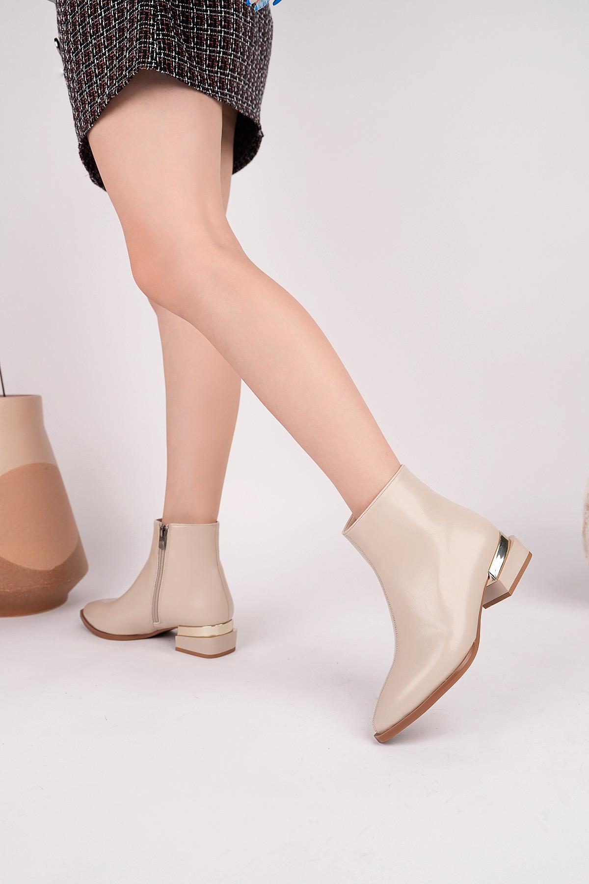 Nesil Shoes Senyo 674 Ten Metal Topuk Detaylı Kadın Bot