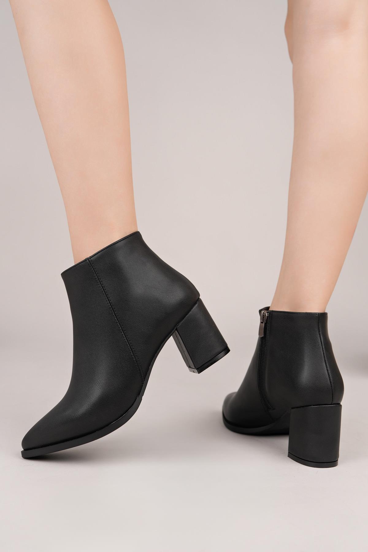 Nesil Shoes Senyo 850 Siyah Fermuarlı Kadın Bot