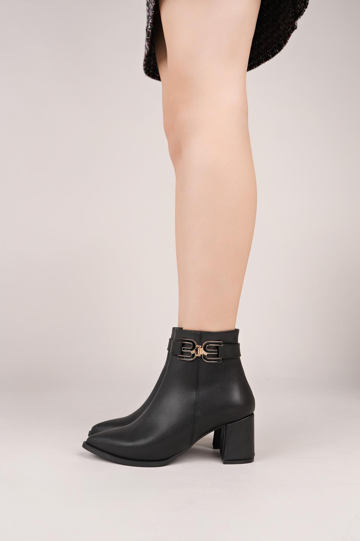 Nesil Shoes Senyo 884 Siyah Fermuarlı Kadın Bot