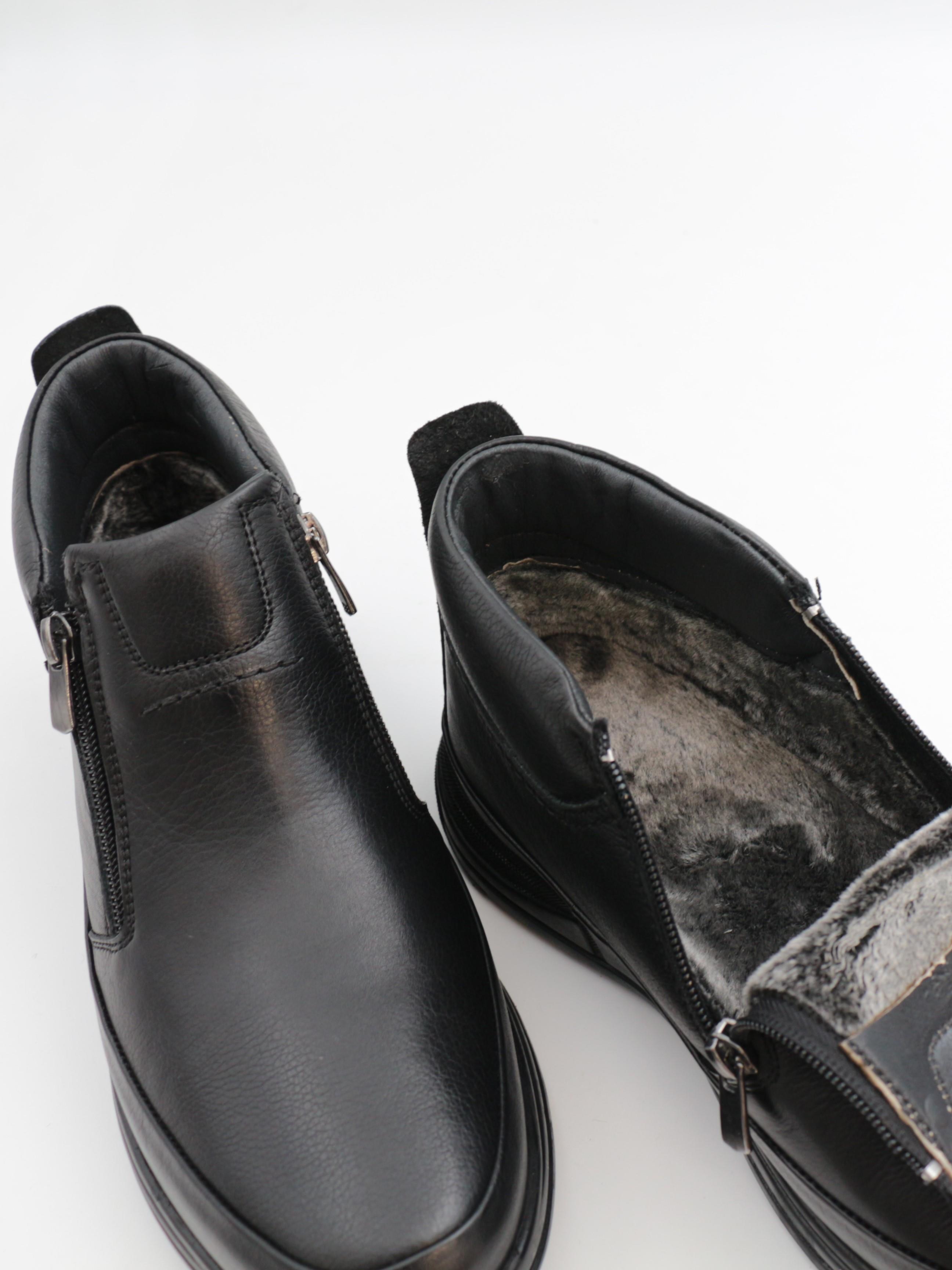 Nesil Shoes Showmen 241-1 Siyah Hakiki Deri Kürklü Erkek Bot