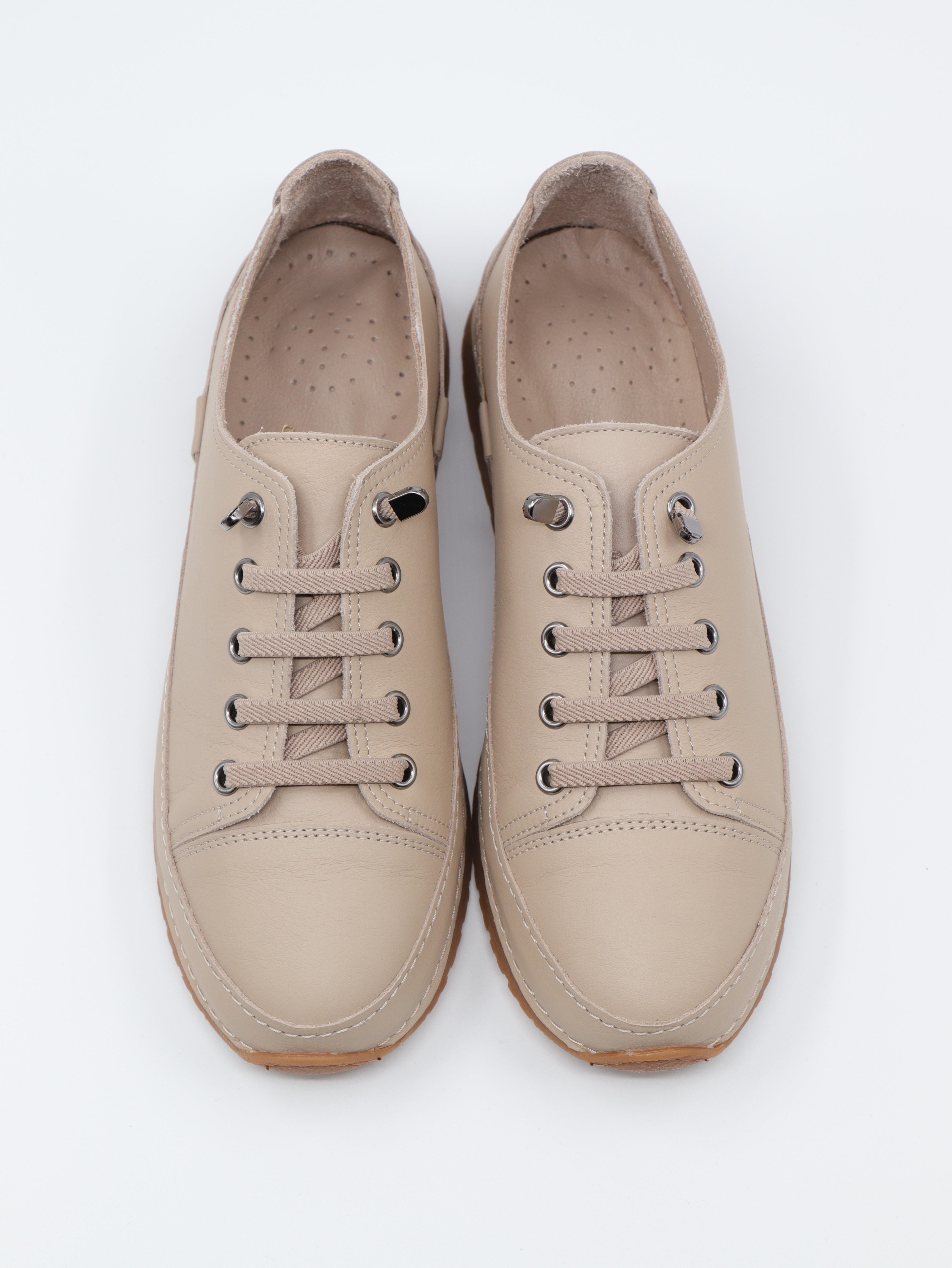 Nesil Shoes Spil Rc1 Bej Hakiki Deri Kadın Ayakkabı