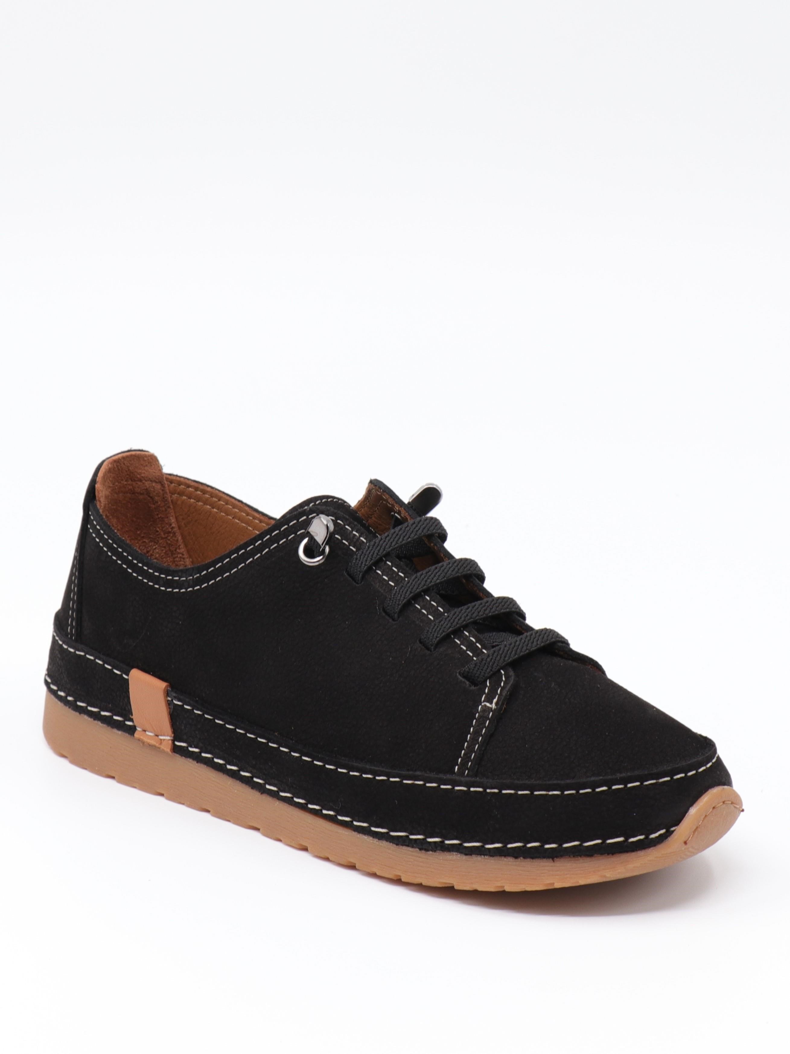 Nesil Shoes Spil Rc2 Siyah Nubuk Hakiki Deri Kadın Ayakkabı