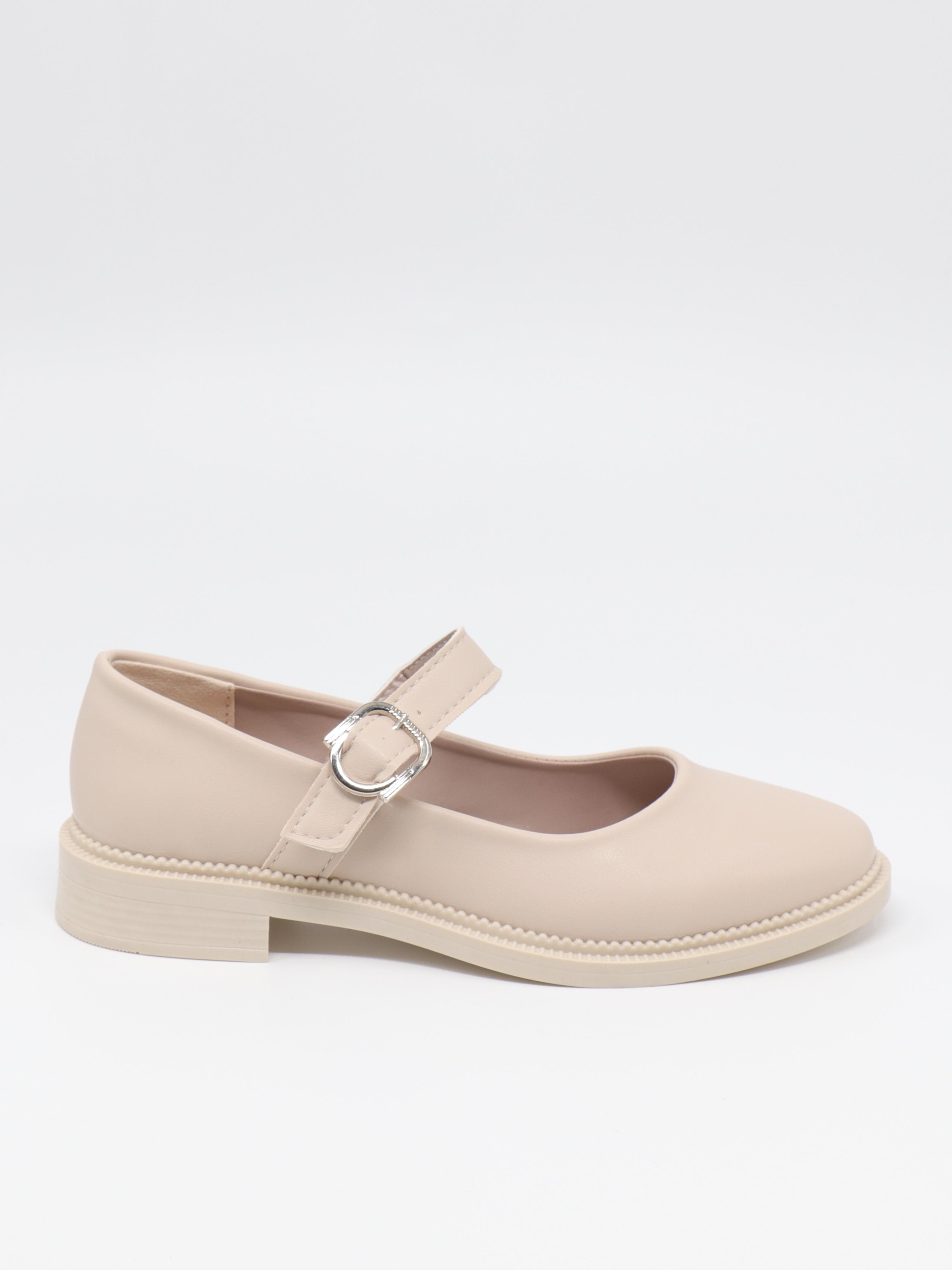 Nesil Shoes Süha 250 Bej Tokalı Balerin Kadın Babet