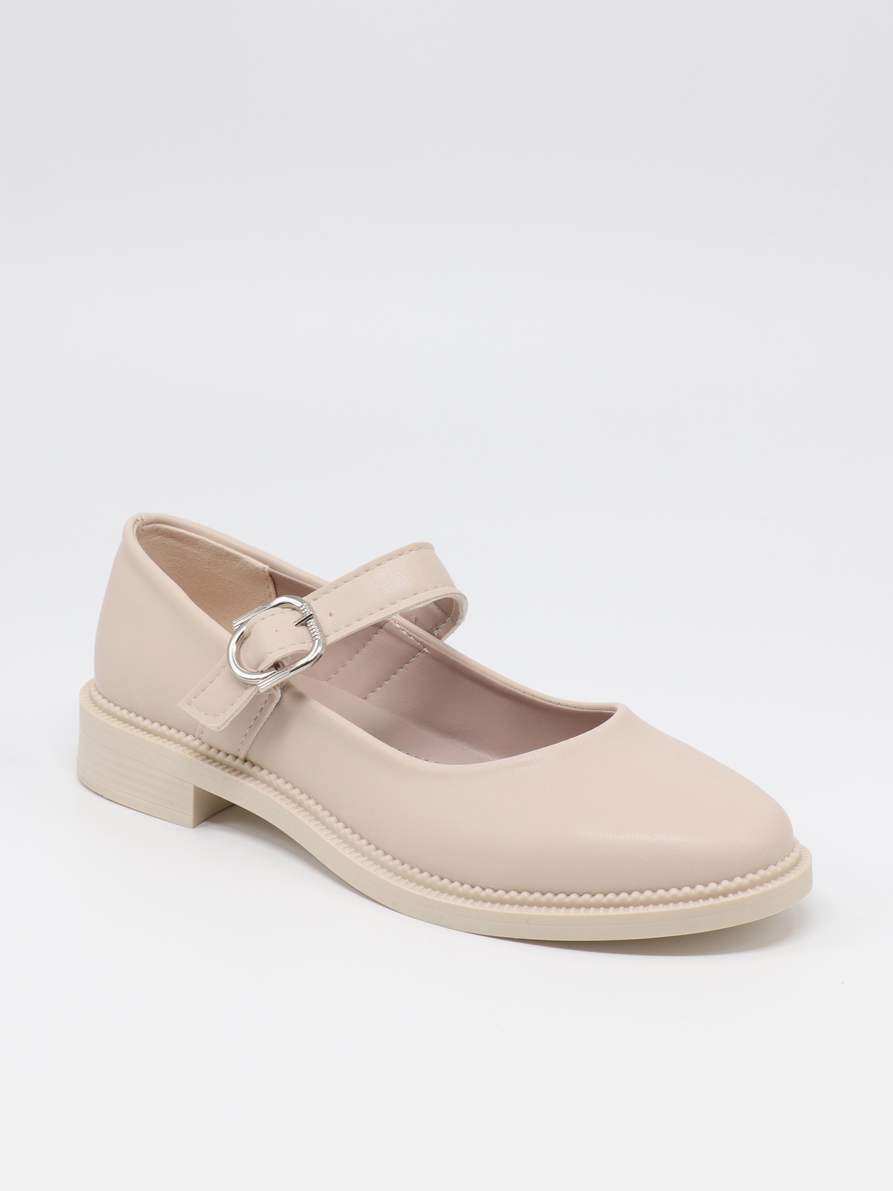 Nesil Shoes Süha 250 Bej Tokalı Balerin Kadın Babet
