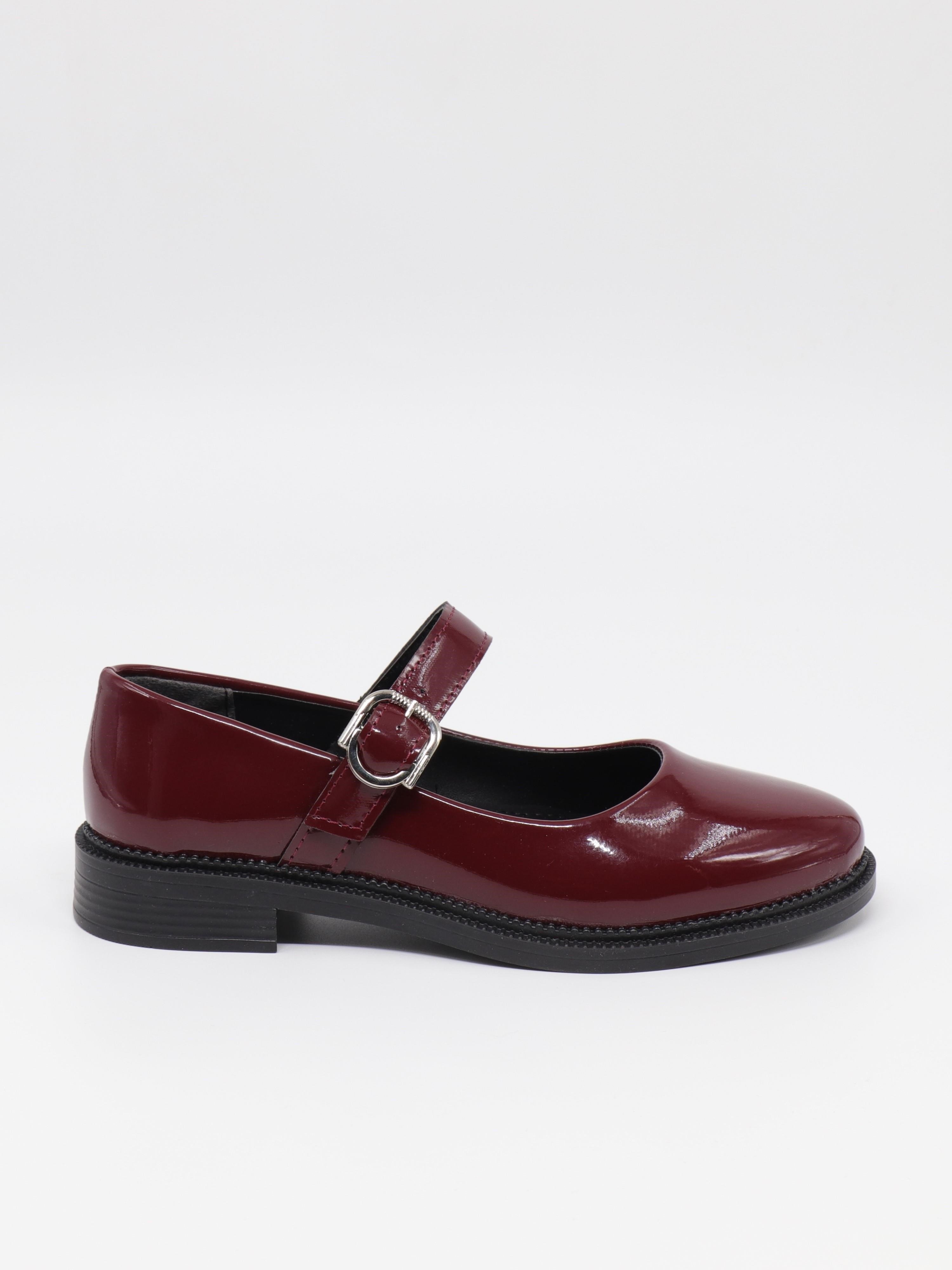 Nesil Shoes Süha 250 Bordo Rugan Tokalı Balerin Kadın Babet