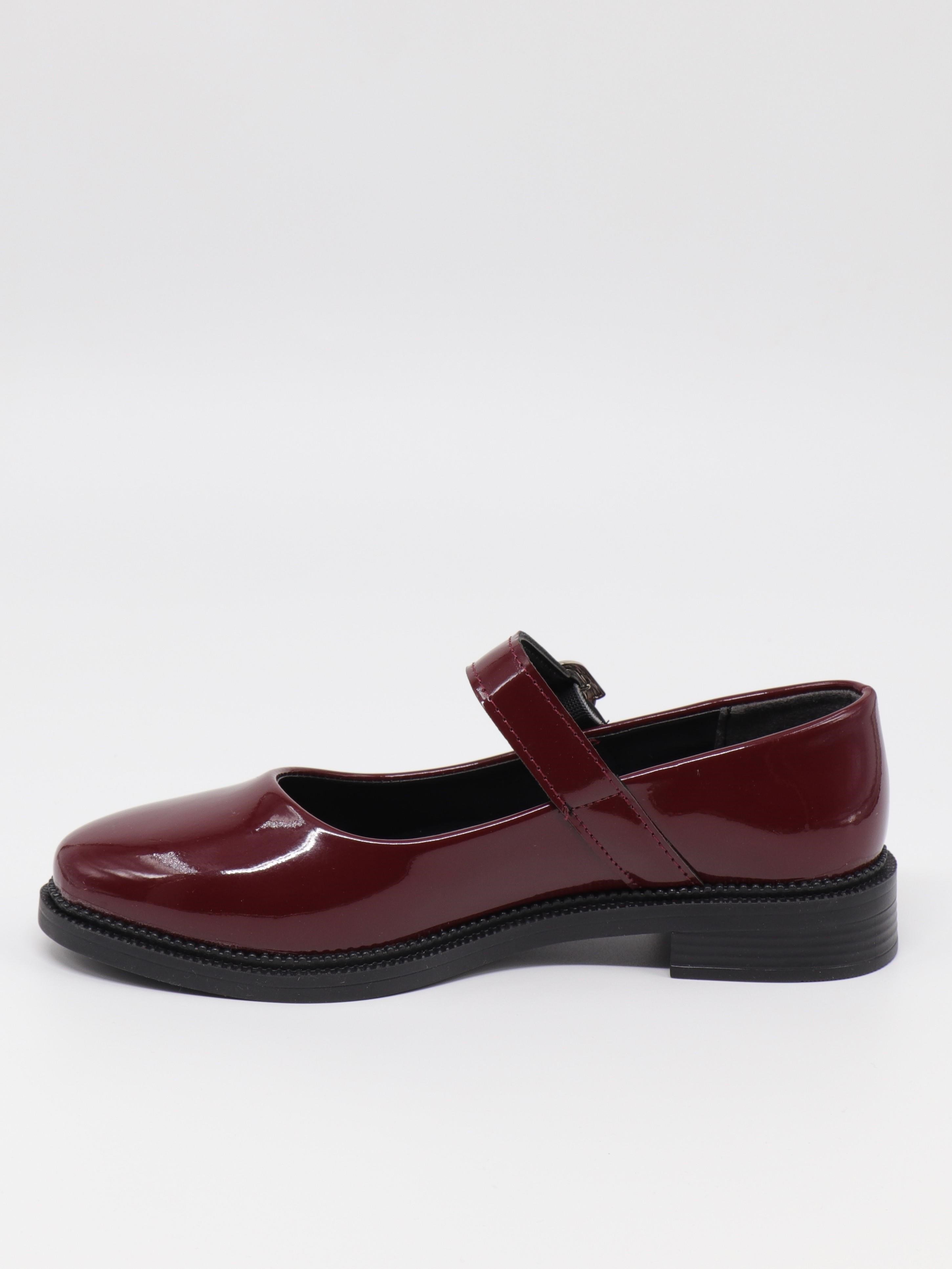 Nesil Shoes Süha 250 Bordo Rugan Tokalı Balerin Kadın Babet