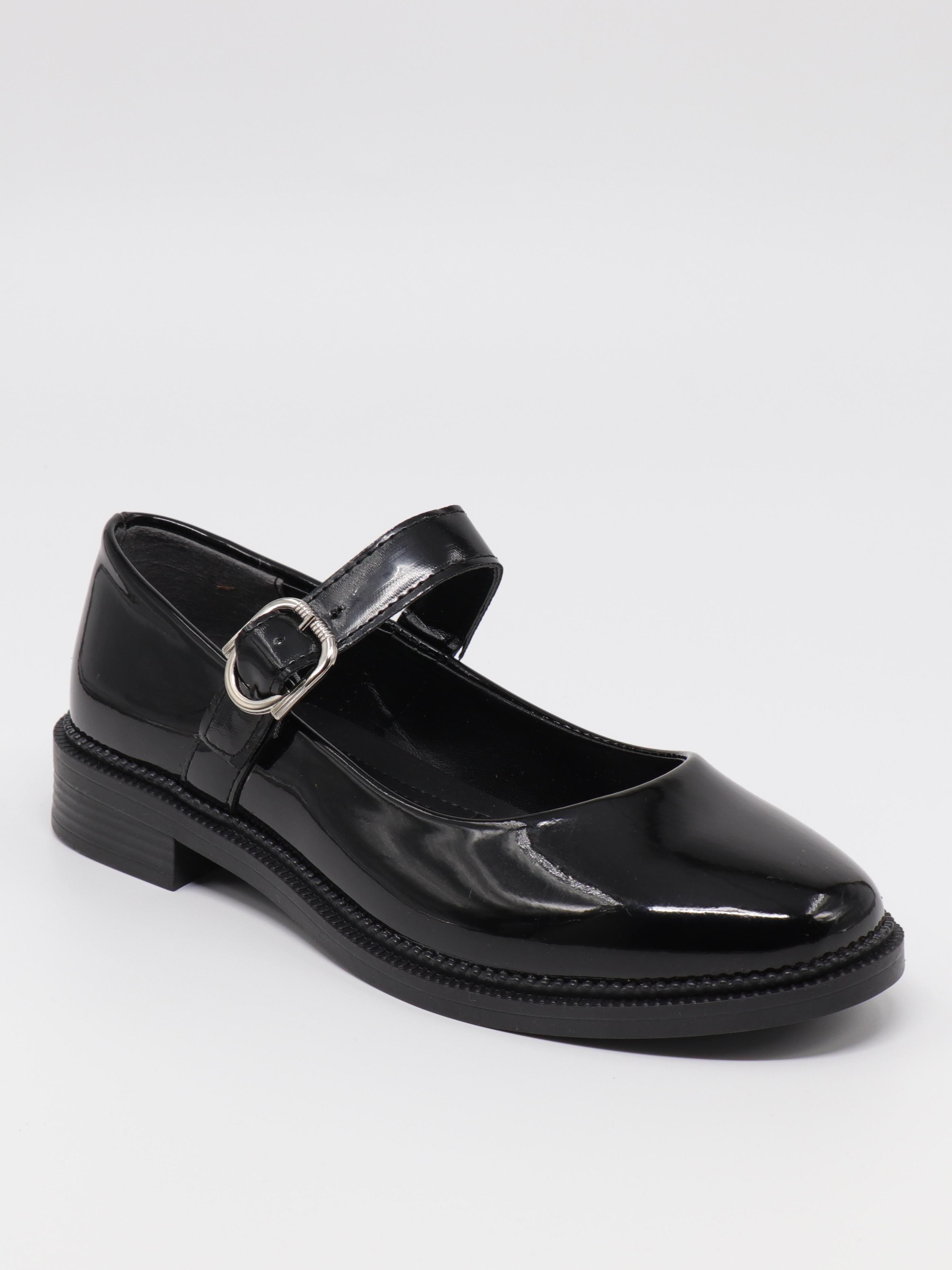 Nesil Shoes Süha 250 Siyah Rugan Tokalı Balerin Kadın Babet