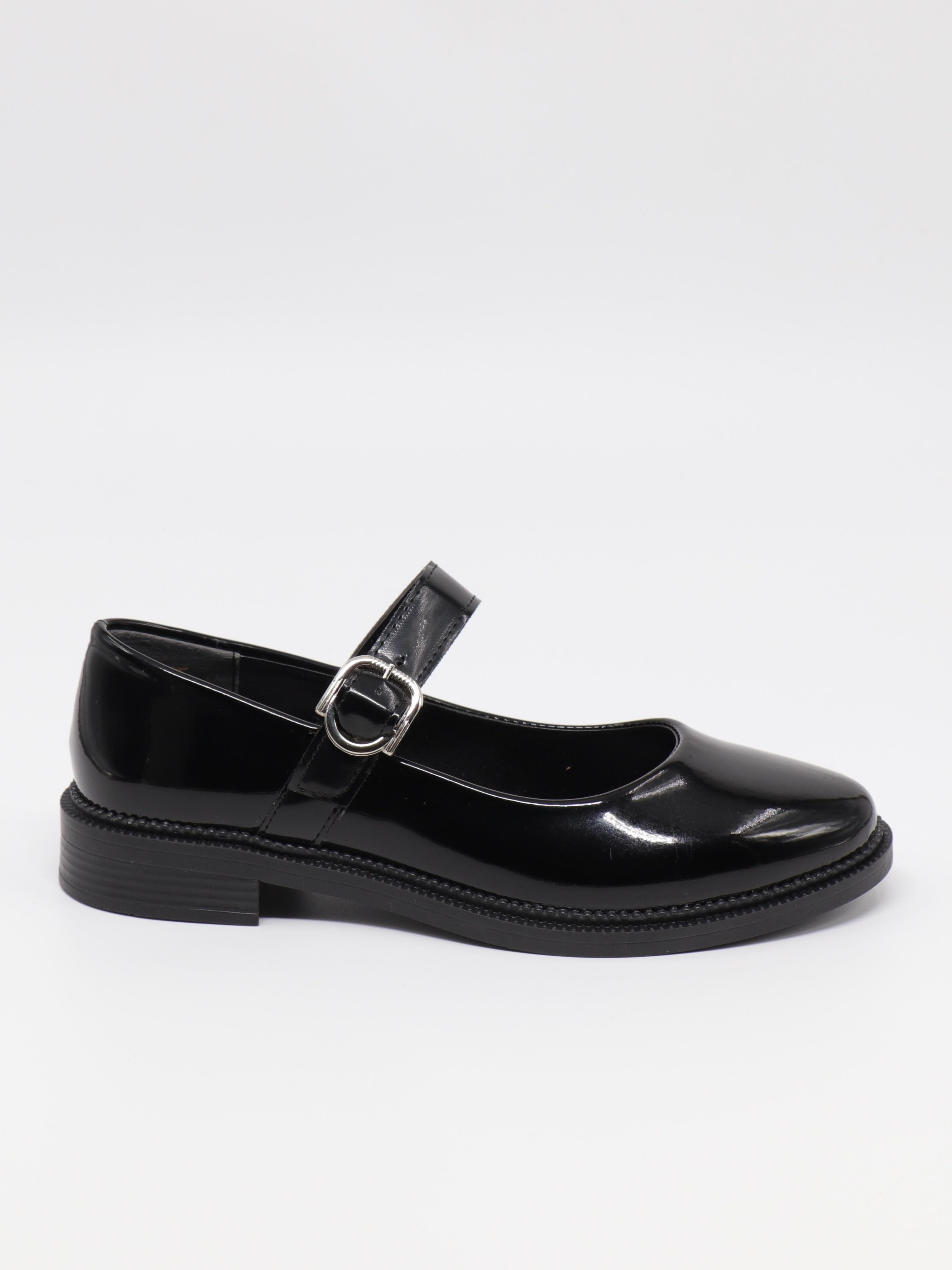 Nesil Shoes Süha 250 Siyah Rugan Tokalı Balerin Kadın Babet