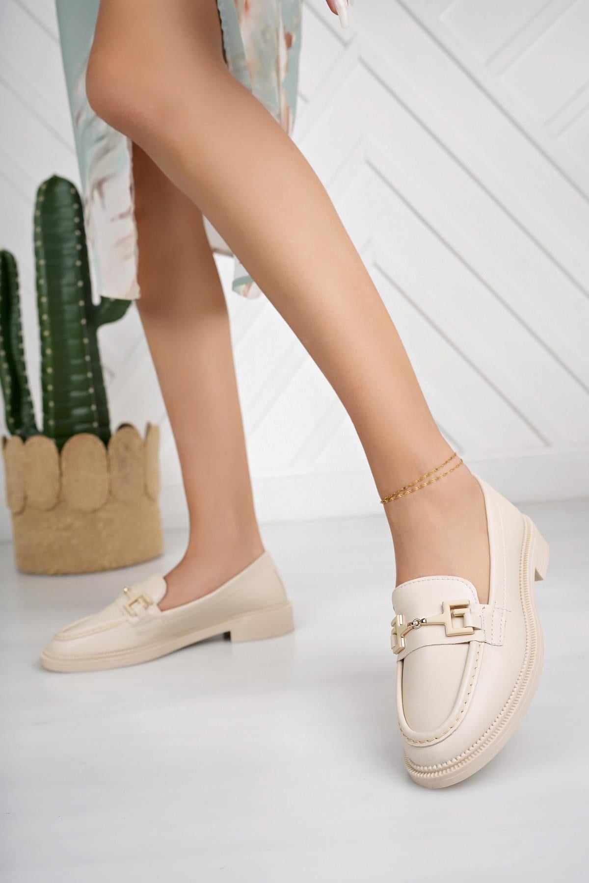 Nesil Shoes Süha 252 Bej Anatomik Kadın Lofer