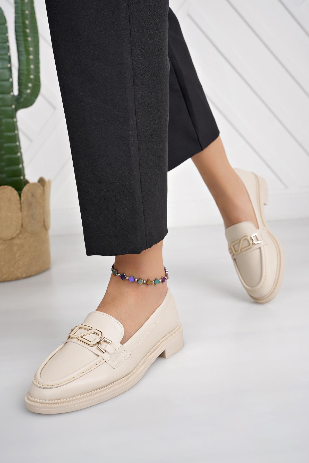 Nesil Shoes Süha 256 Bej Anatomik Kadın Lofer