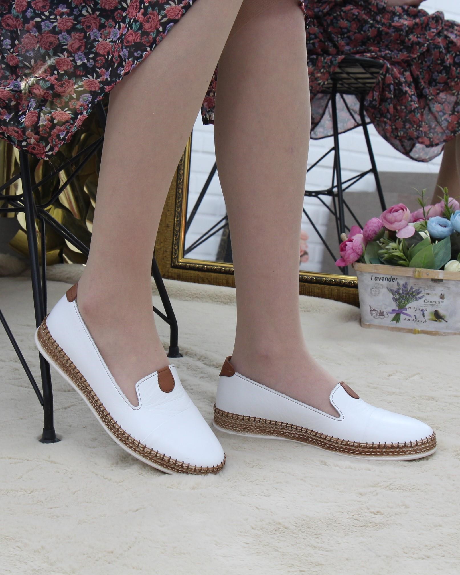 Nesil Shoes Syg P01 Beyaz Hakiki Deri Kadın Ayakkabı
