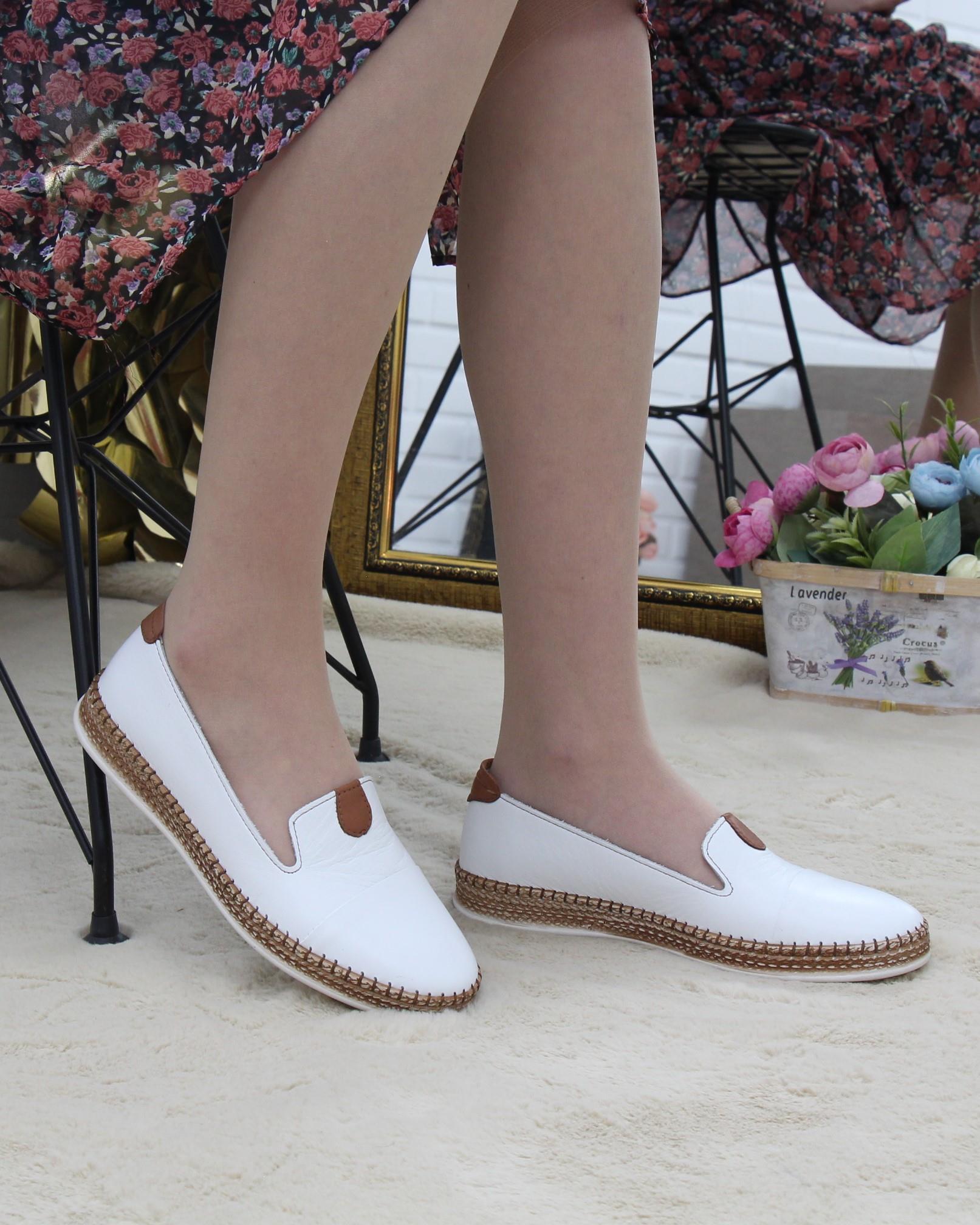 Nesil Shoes Syg P01 Beyaz Hakiki Deri Kadın Ayakkabı