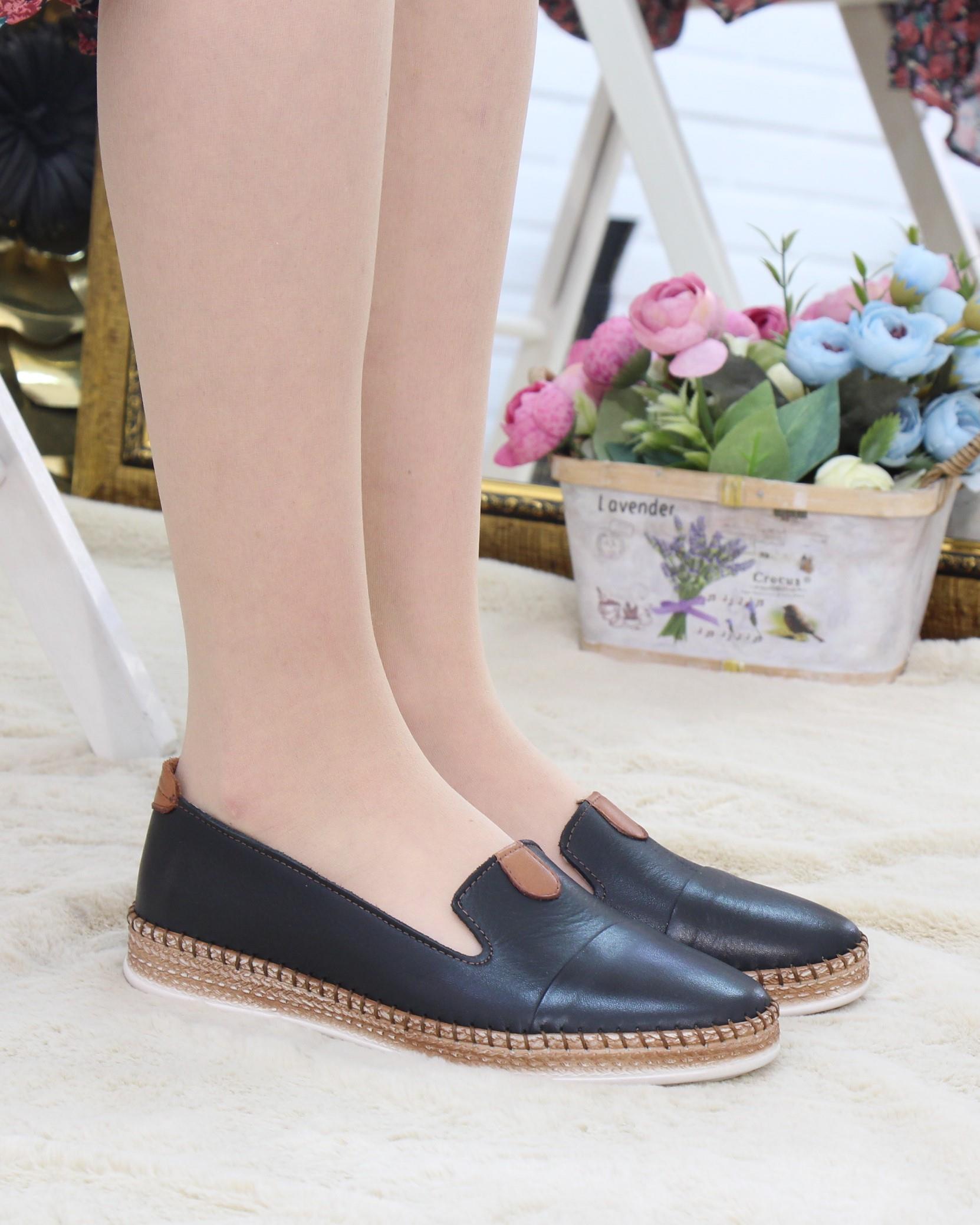 Nesil Shoes Syg P01 Siyah Hakiki Deri Kadın Ayakkabı