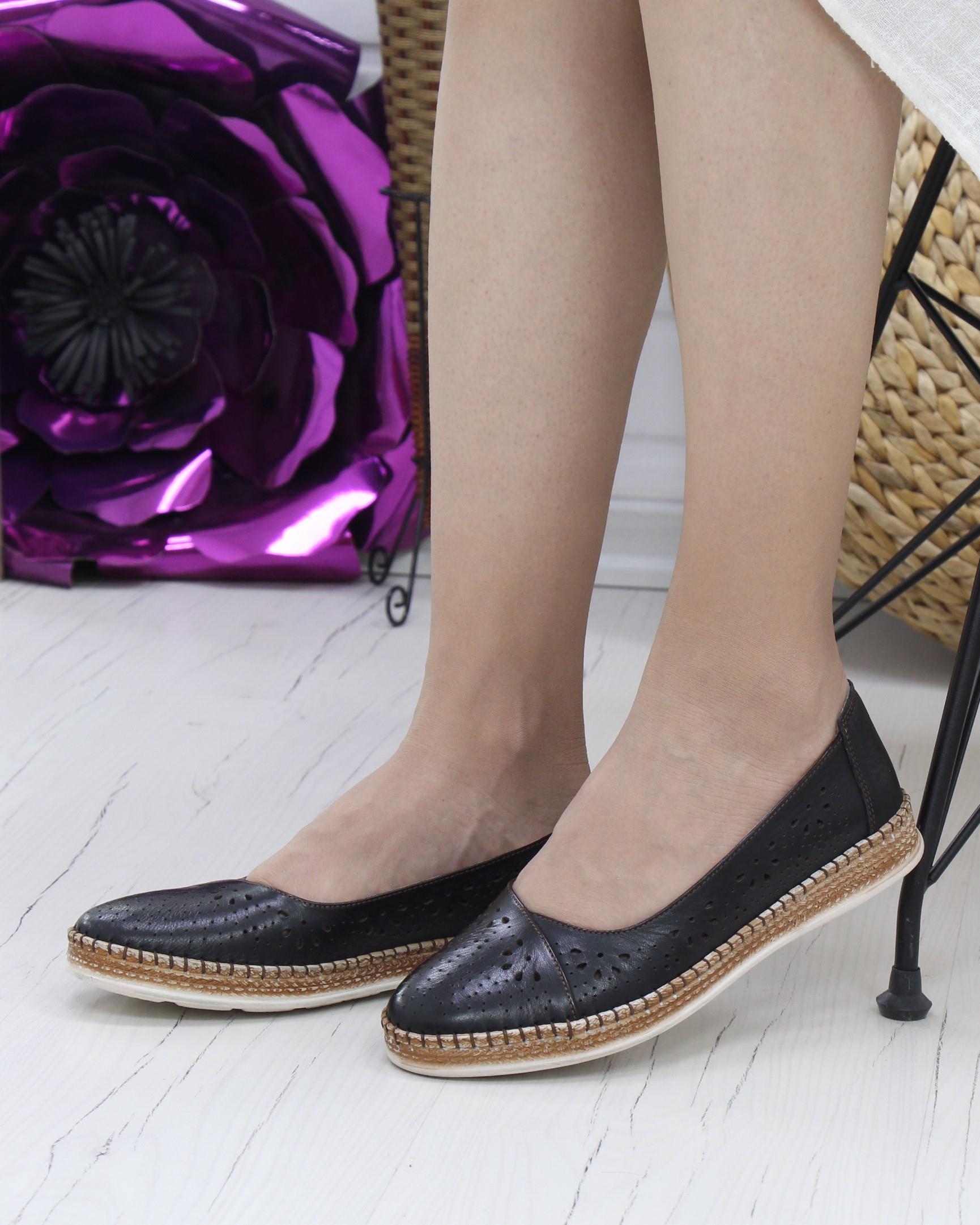 Nesil Shoes Syg P24 Siyah Hakiki Deri Kadın Ayakkabı