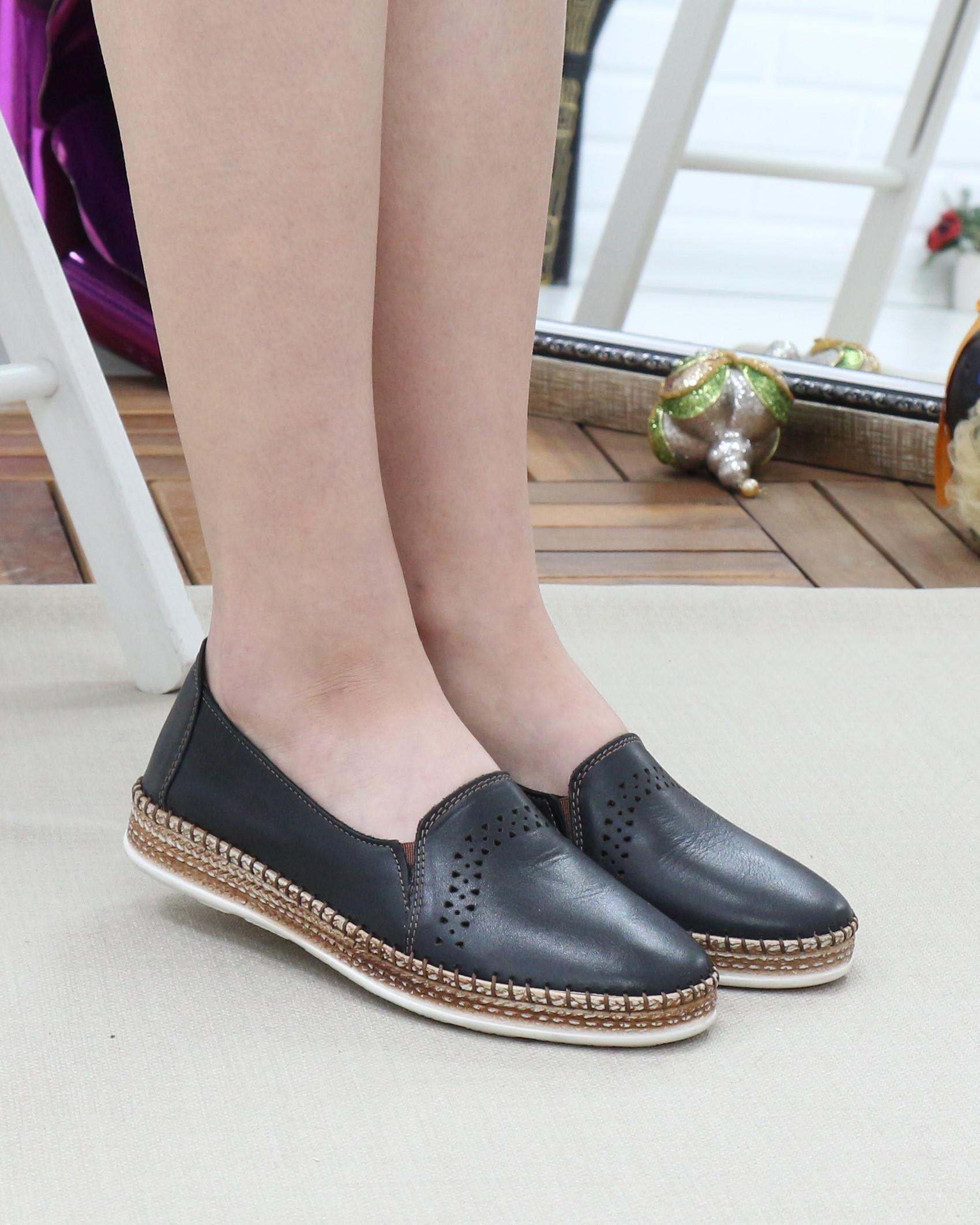 Nesil Shoes Syg P51 Siyah Hakiki Deri Kadın Ayakkabı