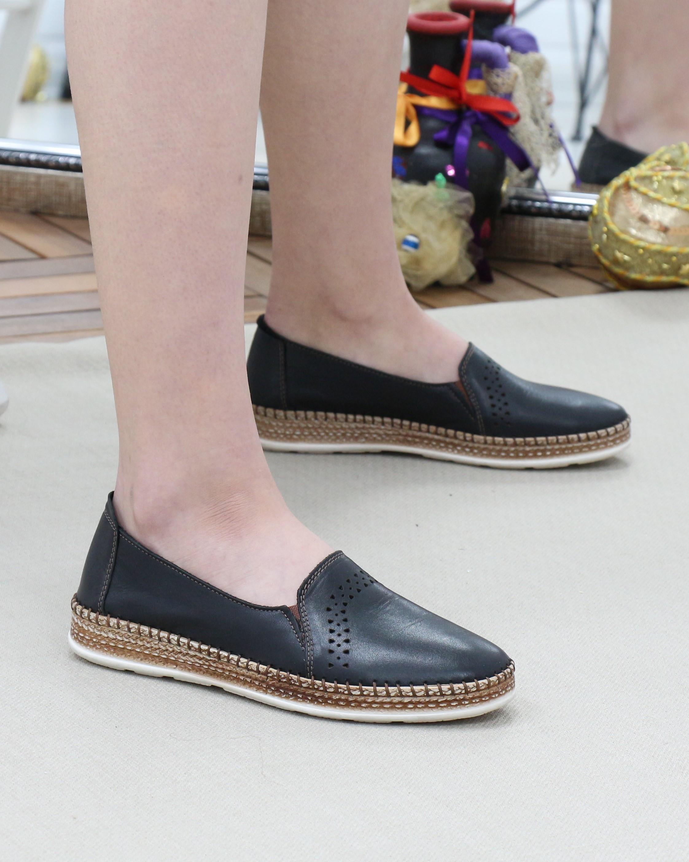 Nesil Shoes Syg P51 Siyah Hakiki Deri Kadın Ayakkabı