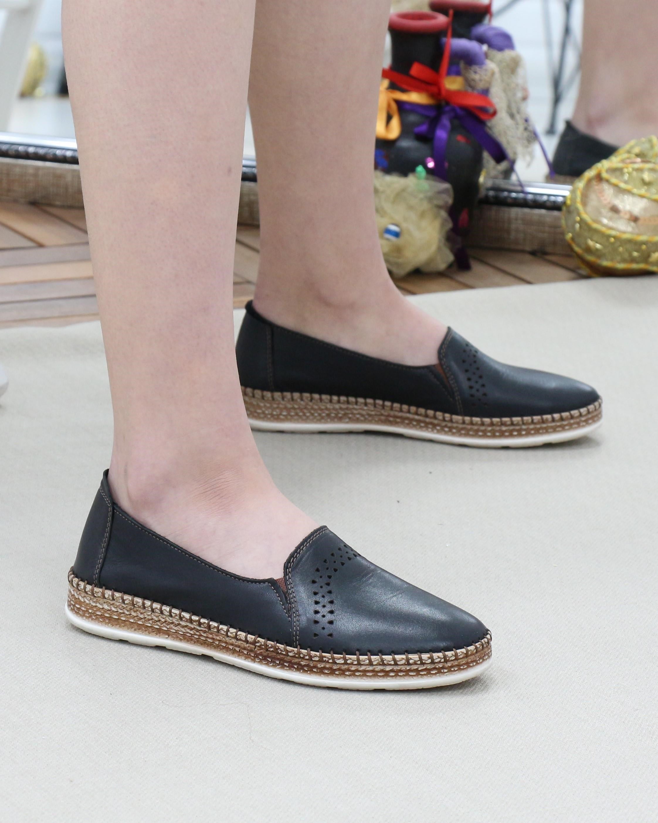 Nesil Shoes Syg P51 Siyah Hakiki Deri Kadın Ayakkabı