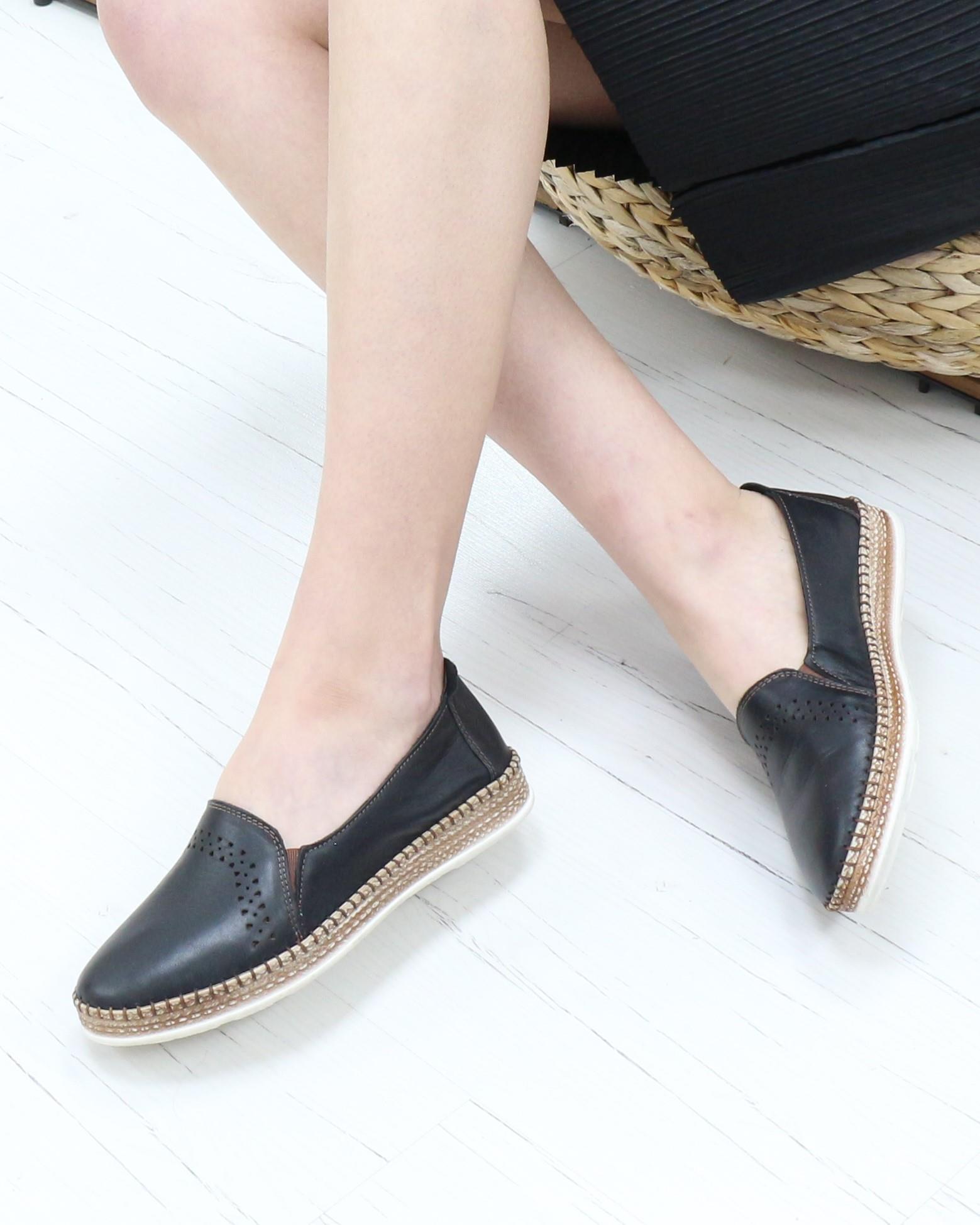 Nesil Shoes Syg P51 Siyah Hakiki Deri Kadın Ayakkabı