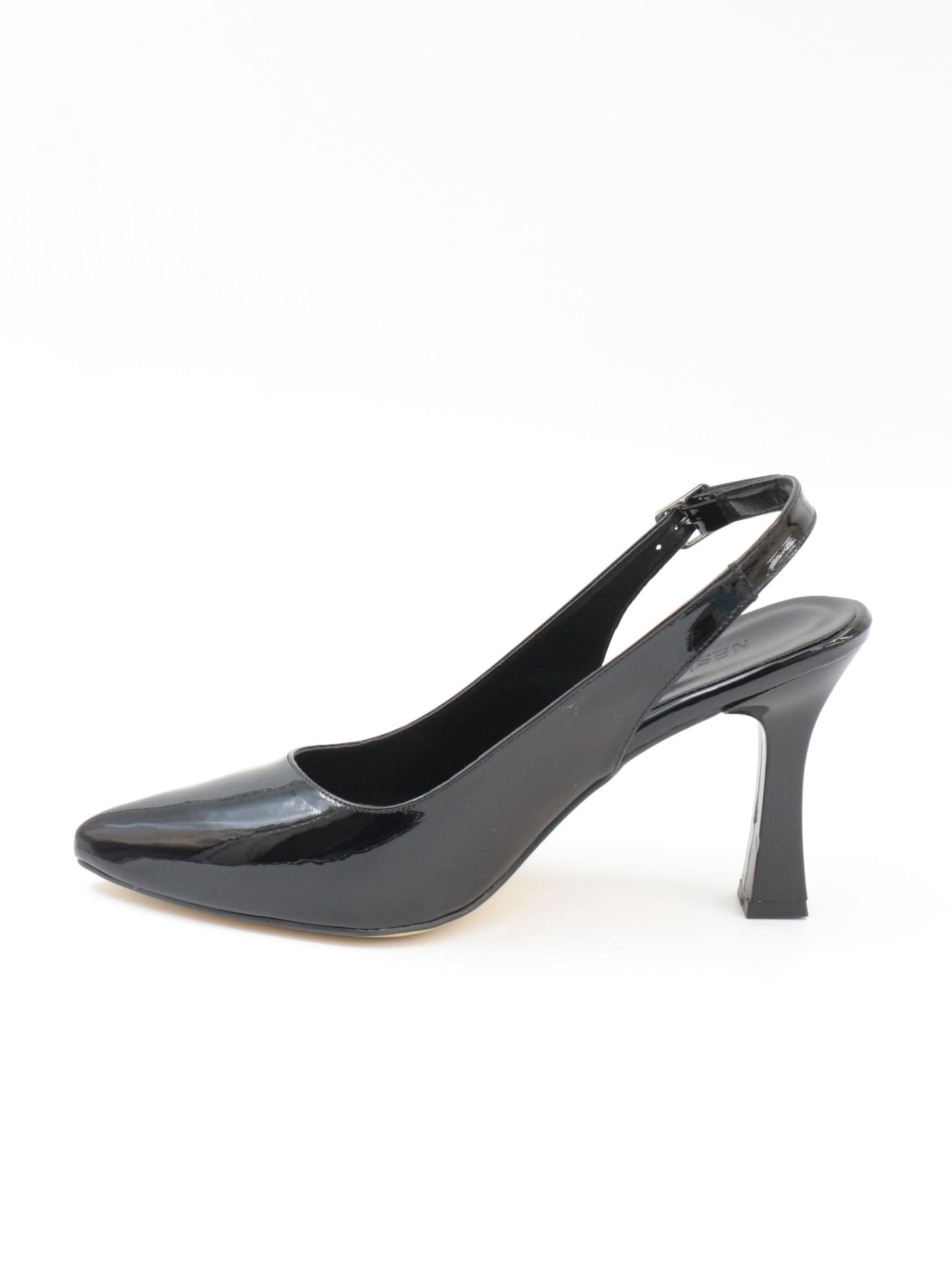 Nesil Shoes Tam 175 Siyah Rugan Topuklu Kadın Sandalet