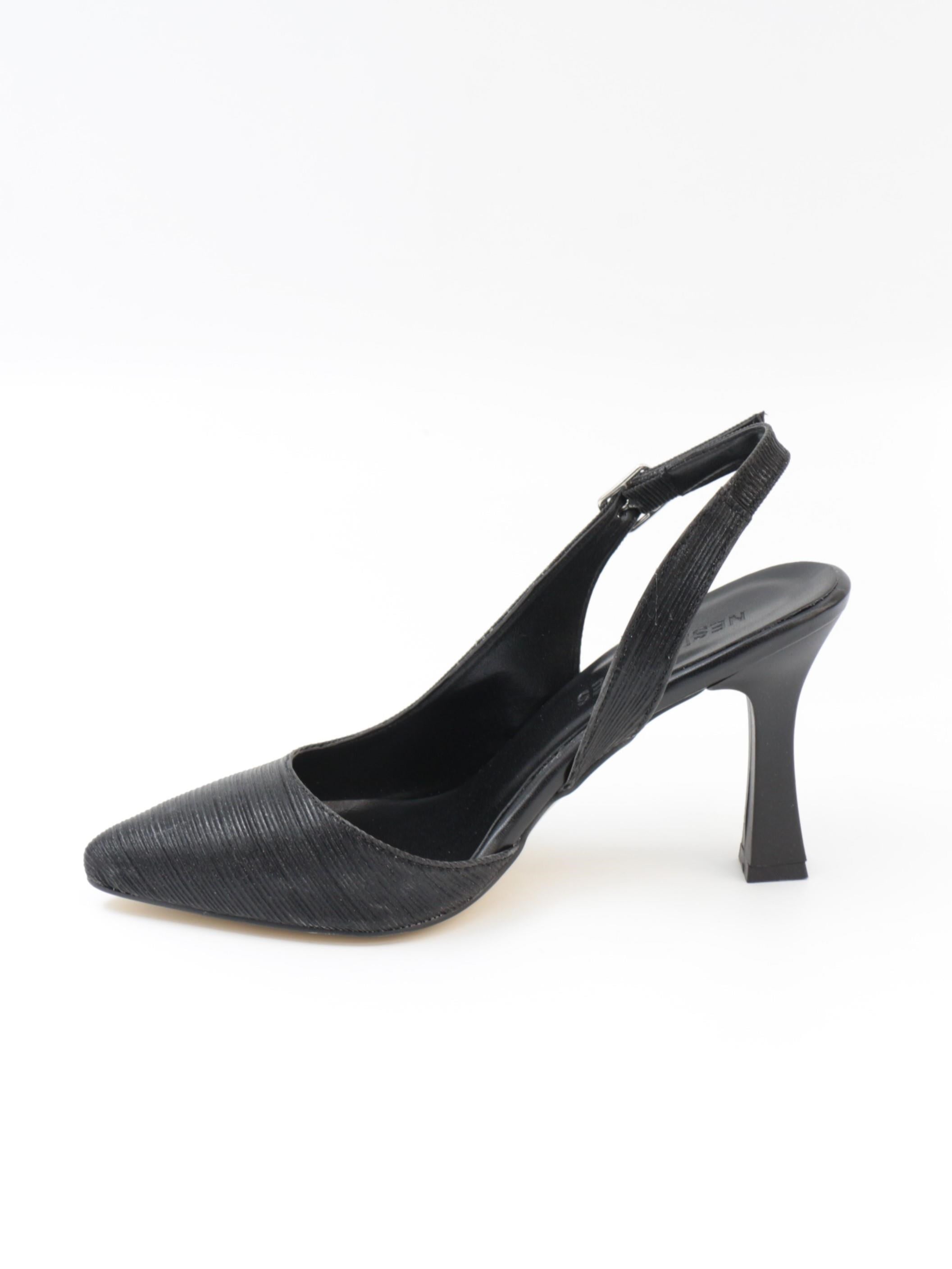 Nesil Shoes Tam 181 Siyah Simli Topuklu Kadın Sandalet
