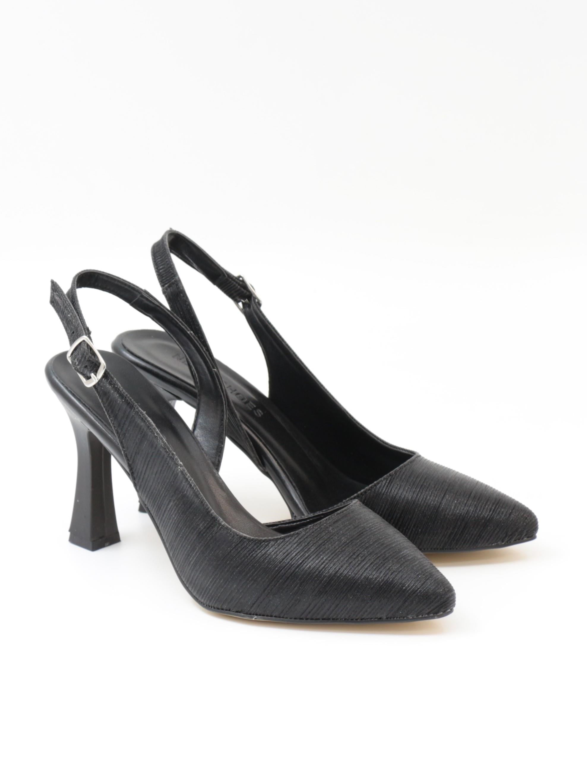 Nesil Shoes Tam 181 Siyah Simli Topuklu Kadın Sandalet