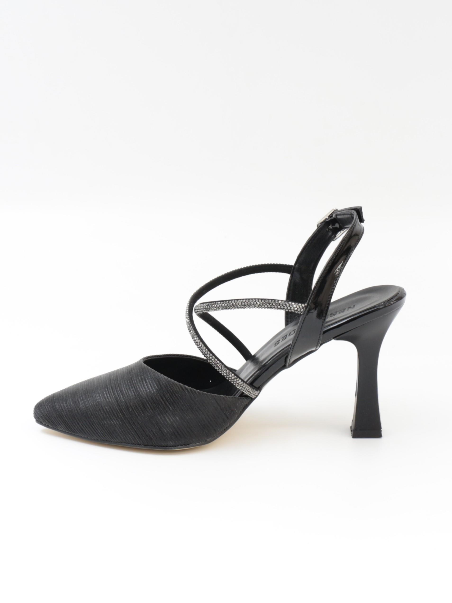 Nesil Shoes Tam 182 Siyah Simli Topuklu Kadın Sandalet
