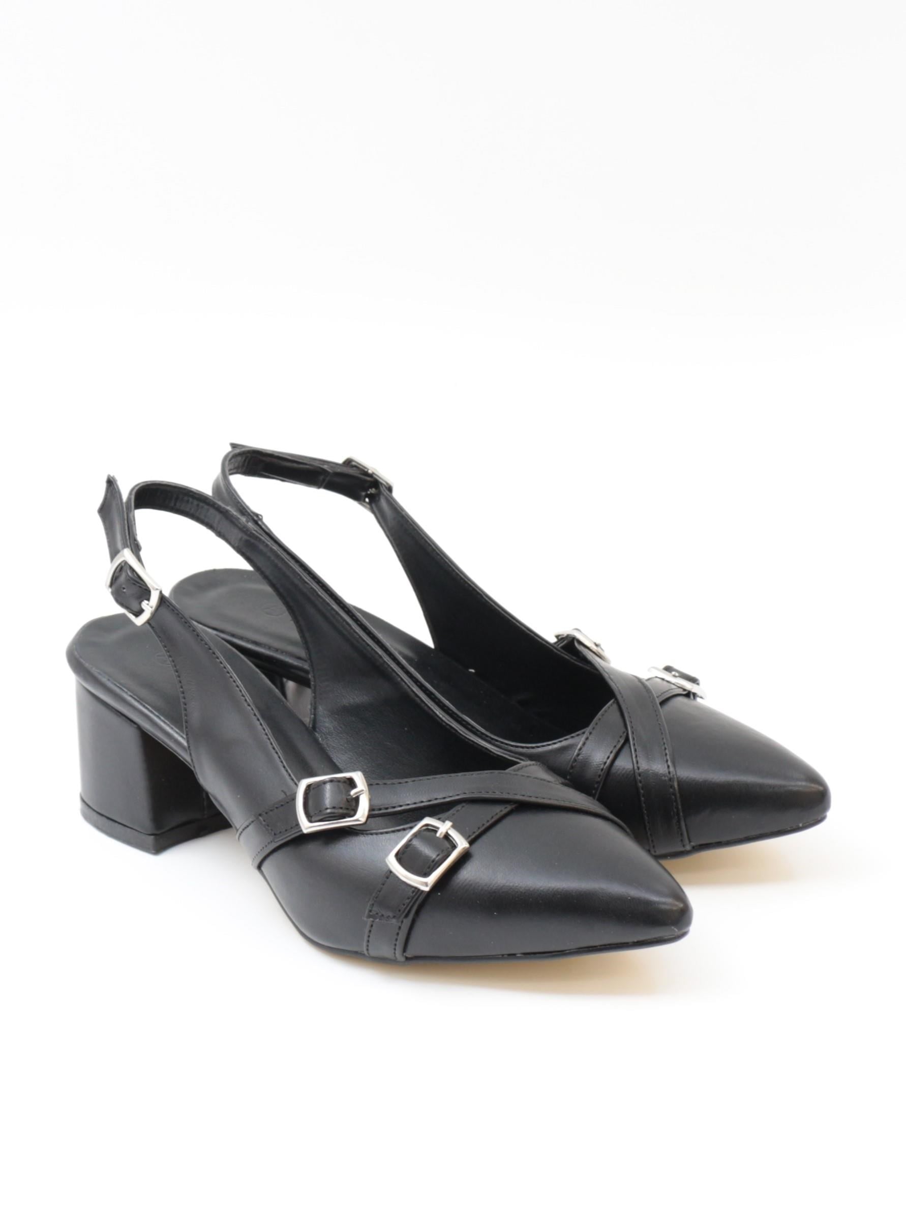 Nesil Shoes Tam 183 Siyah Kalın Topuklu Kadın Sandalet