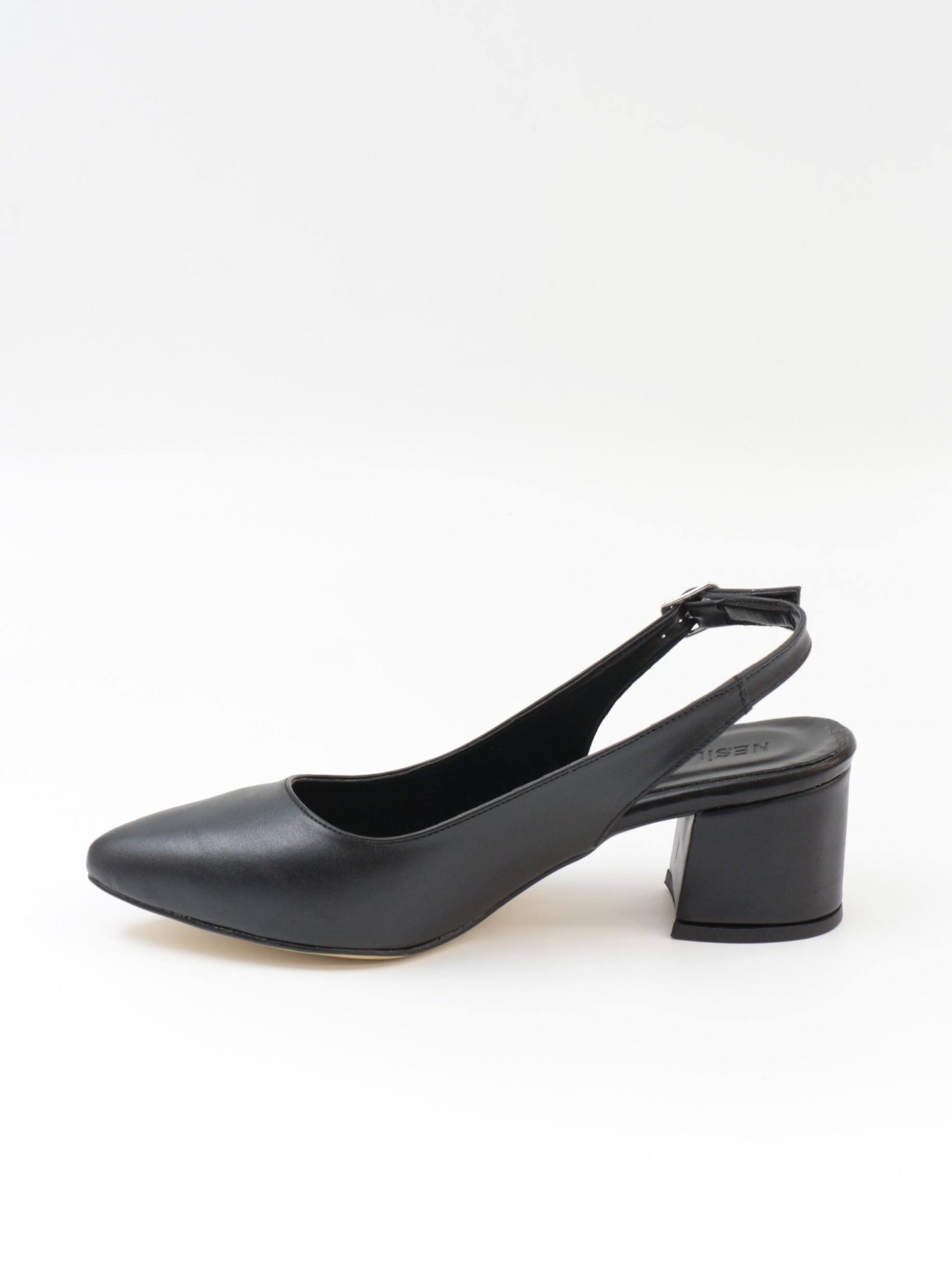 Nesil Shoes Tam 725 Siyah Kalın Topuklu Kadın Sandalet