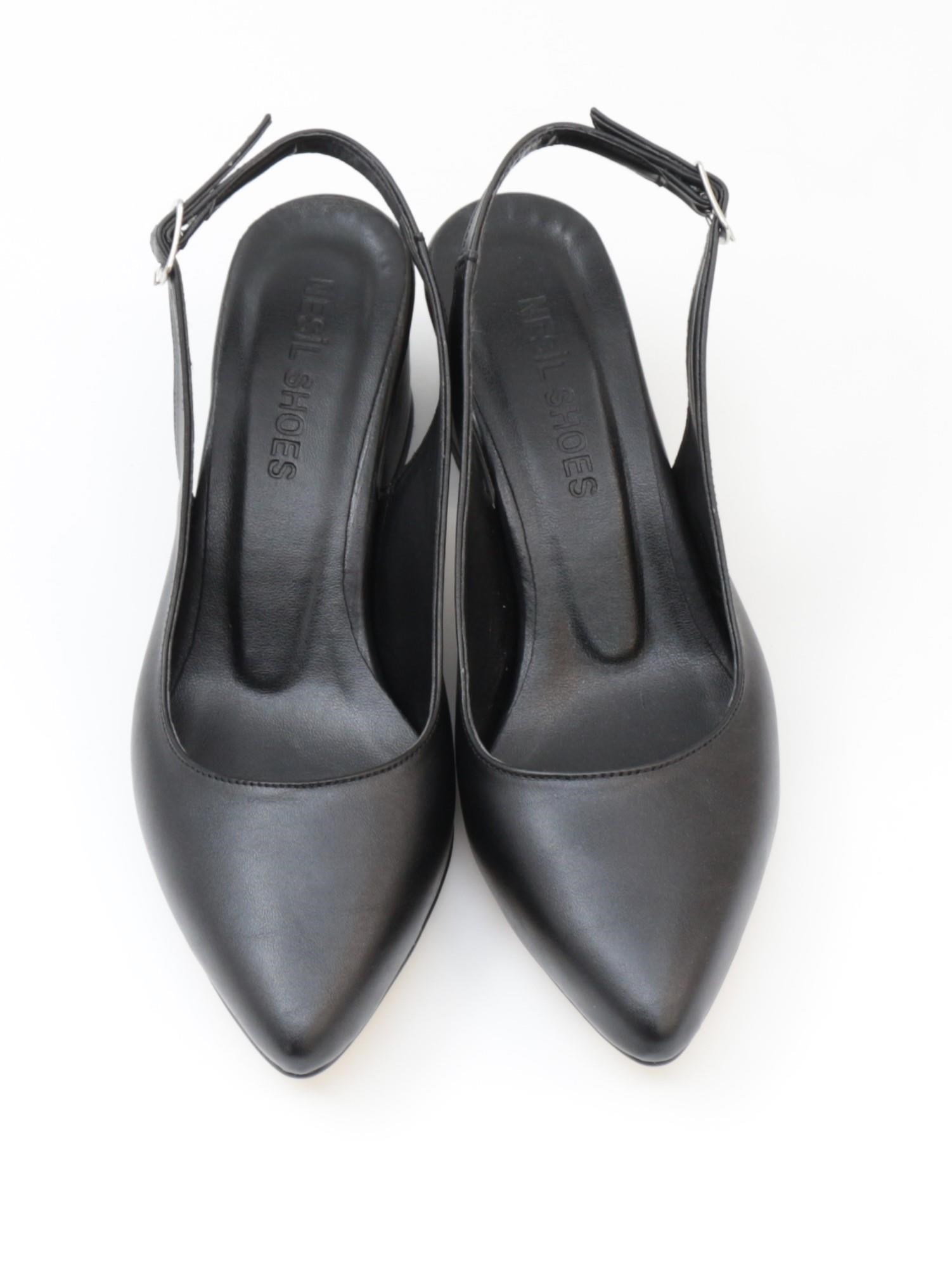 Nesil Shoes Tam 725 Siyah Kalın Topuklu Kadın Sandalet