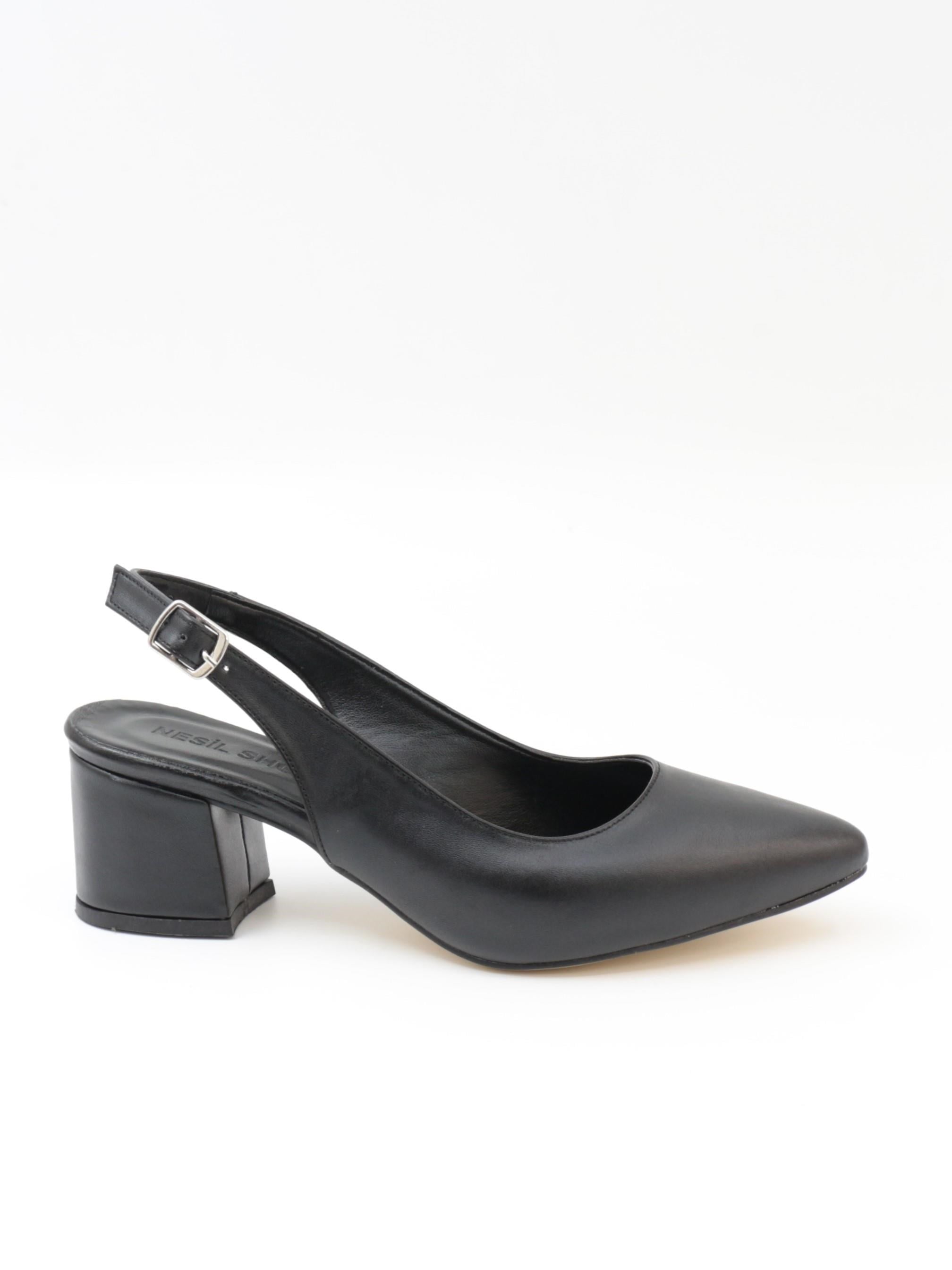 Nesil Shoes Tam 725 Siyah Kalın Topuklu Kadın Sandalet
