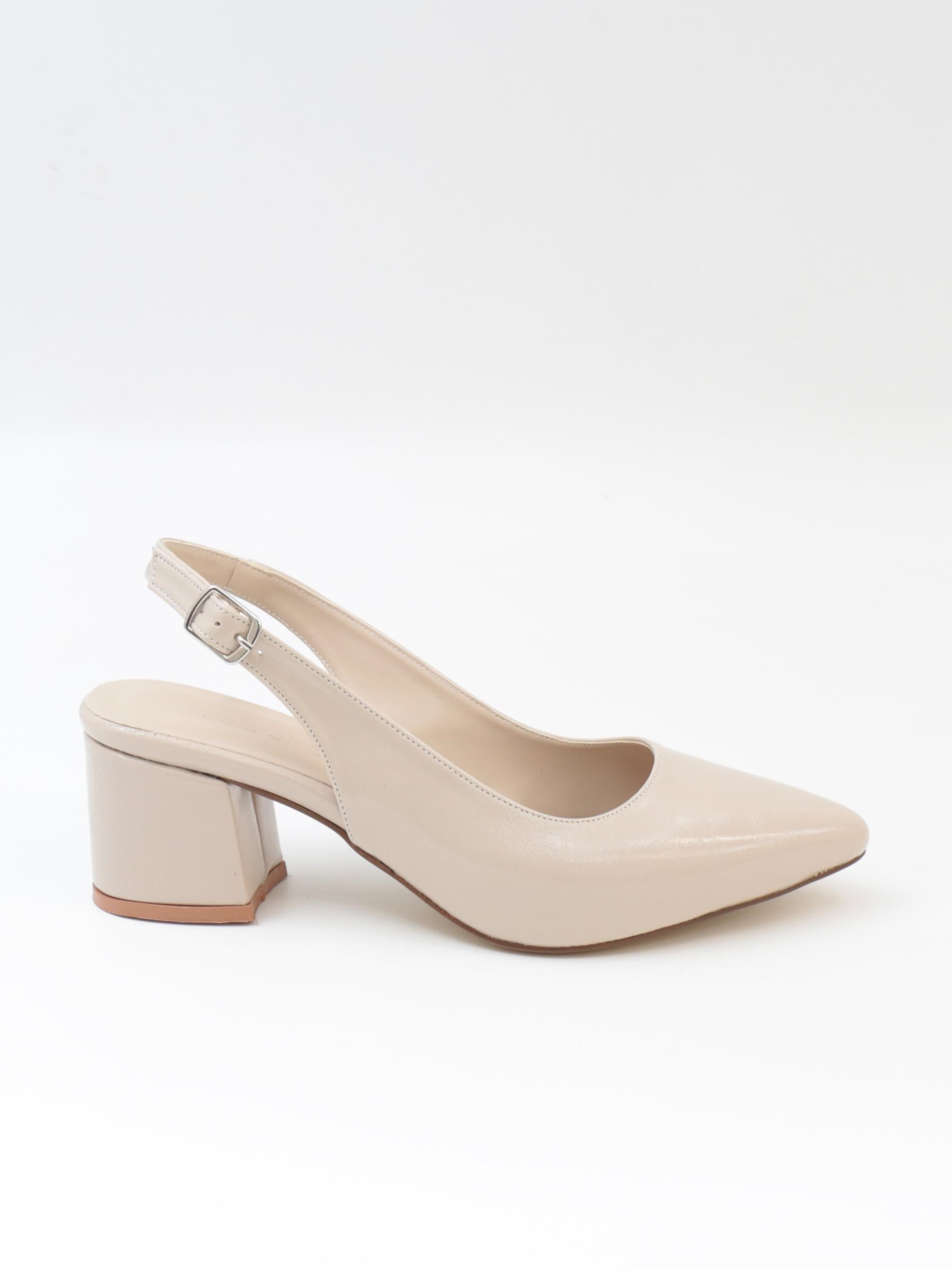 Nesil Shoes Tam 725 Ten Rugan Kalın Topuklu Kadın Sandalet