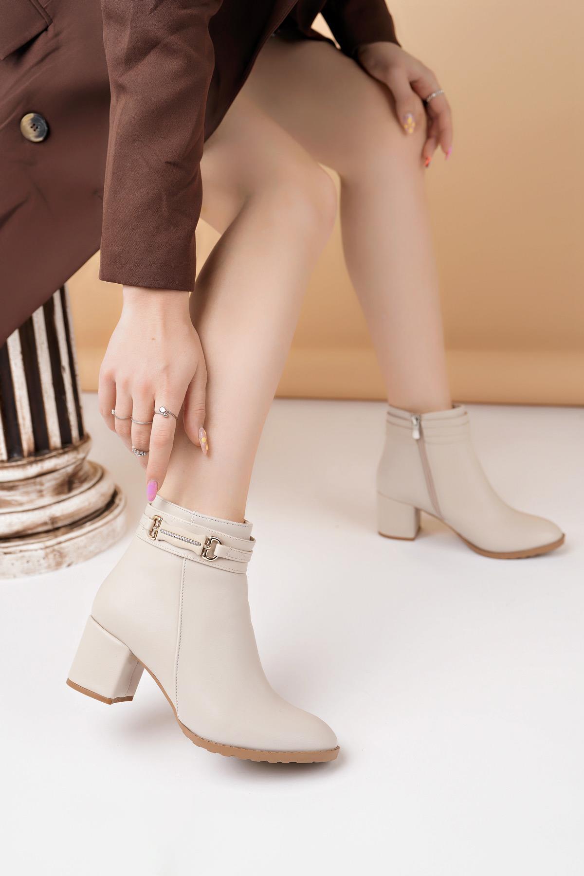 Nesil Shoes Tarha 104 Ten Fermuarlı Kışlık Kadın Bot 