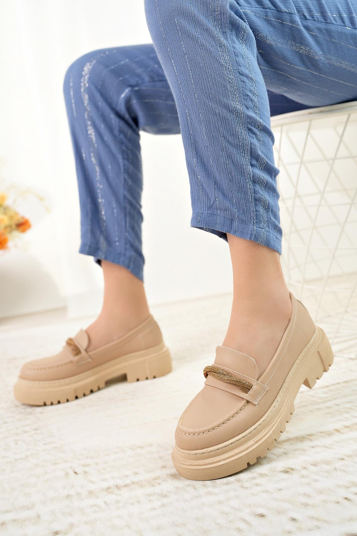 Nesil Shoes Tarha 203 Nude Maskülen Kadın Ayakkabı